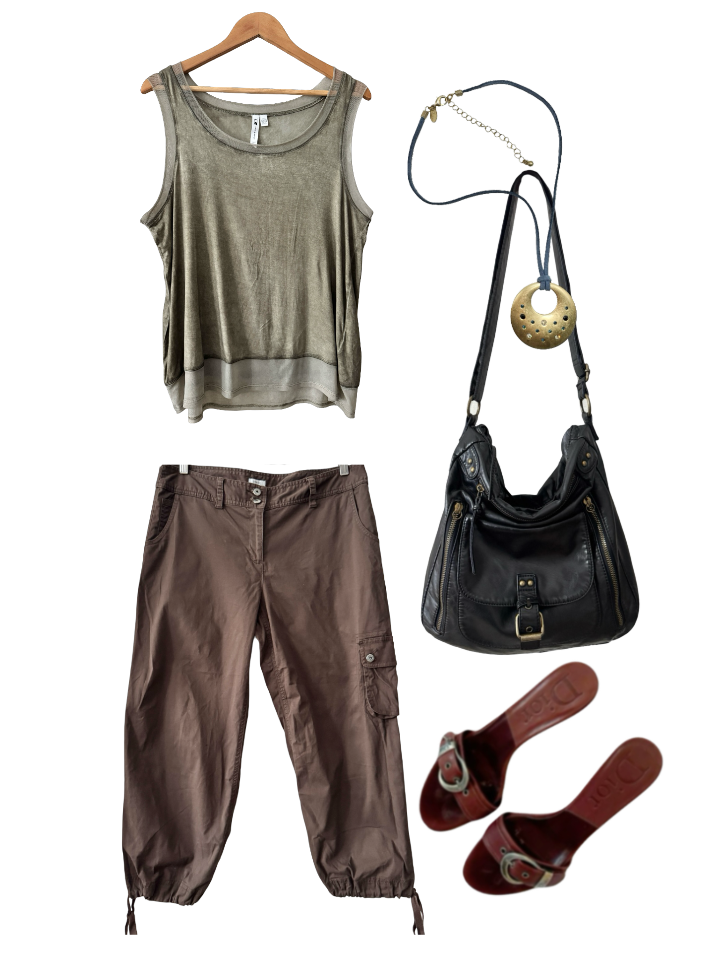 Vintage Olive Mesh Layer Tank (XL)