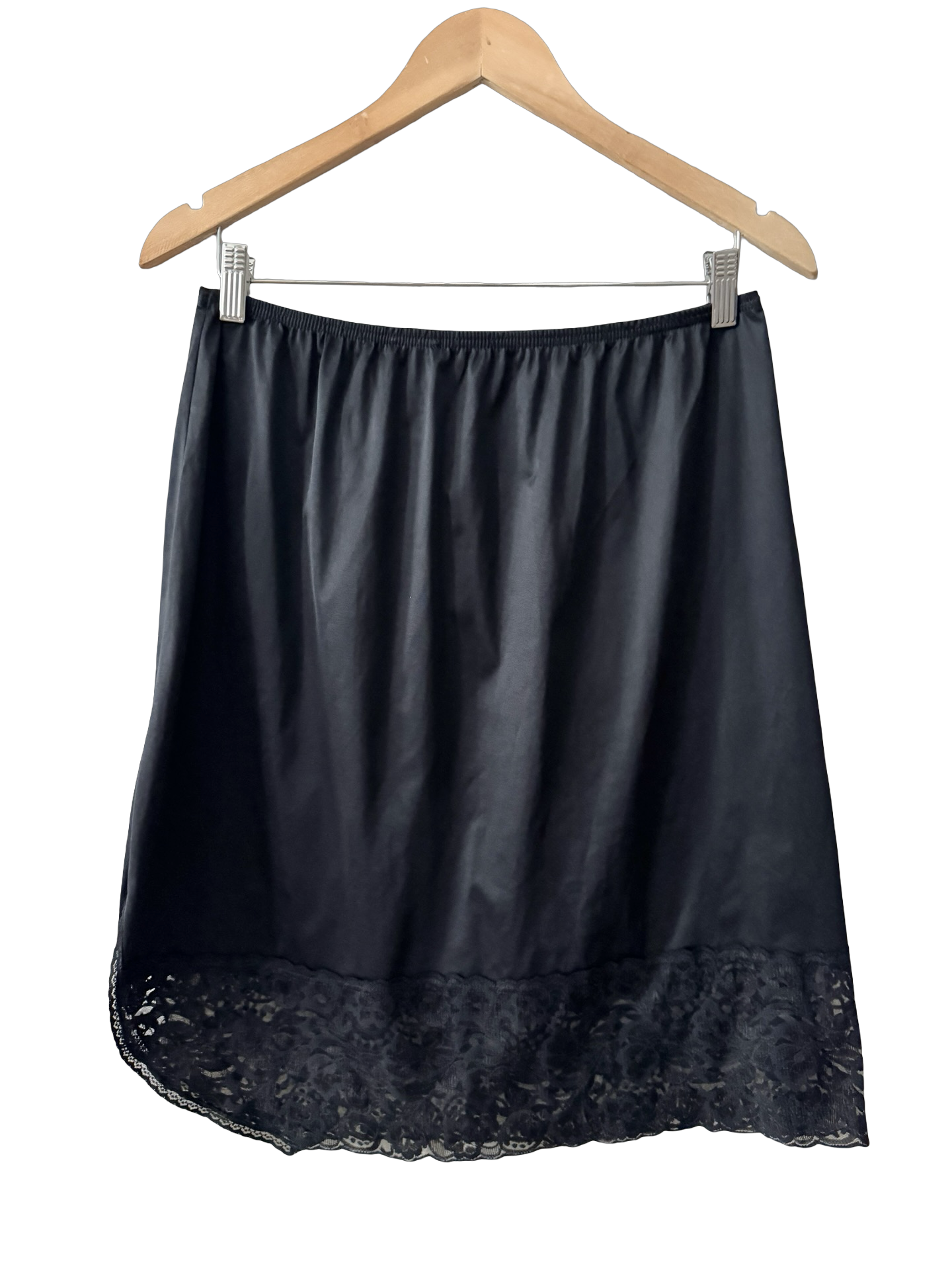 Vintage Y2K Midnight Lace Slip Skirt (M)