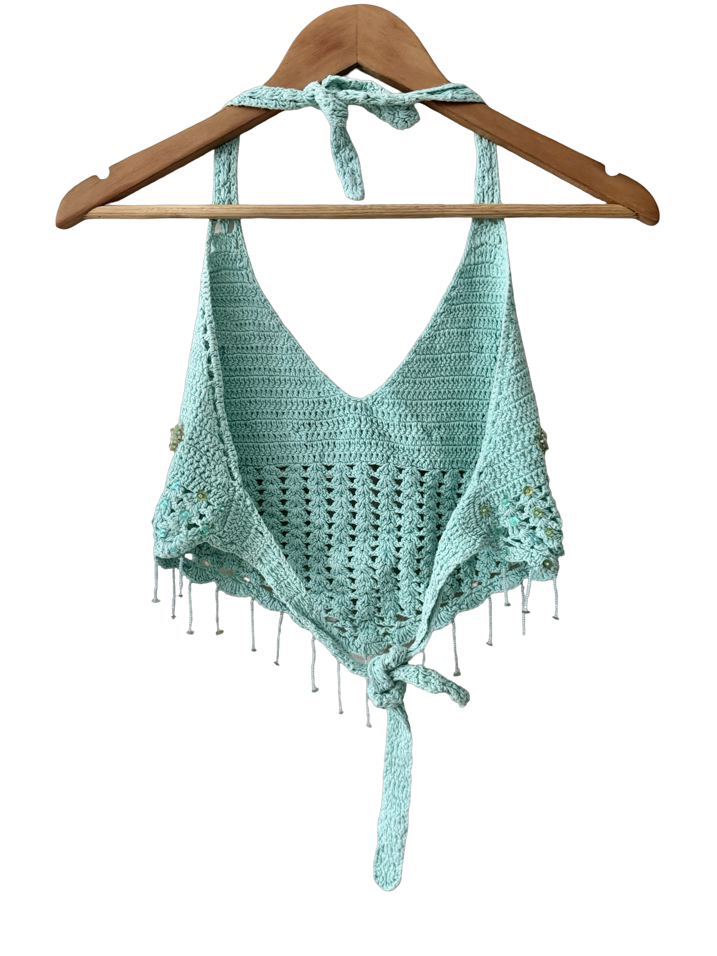 Vintage Y2K Seafoam Treasure Halter (S/M)