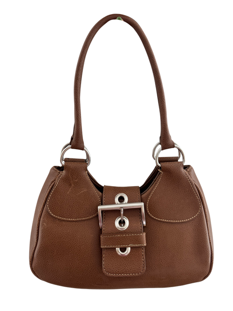 Vintage Y2K Chocolate Brown Slouchy Shoulder Bag | ThreeDays-AWeek