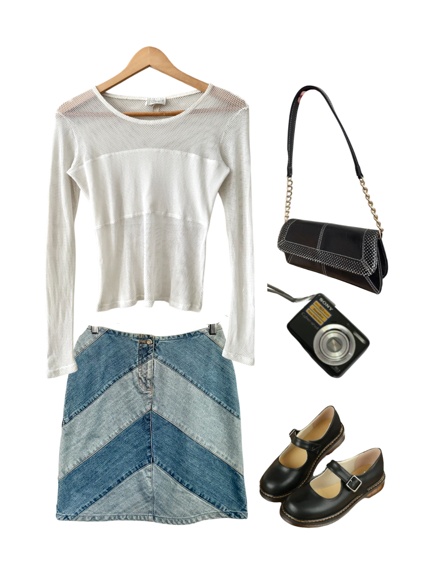 Vintage 90s Ivory Air Mesh Long Sleeve (S/M)