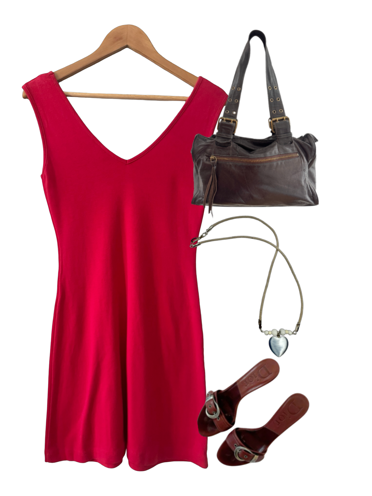 Vintage 90s Cherry Red Cotton Mini Dress (M)