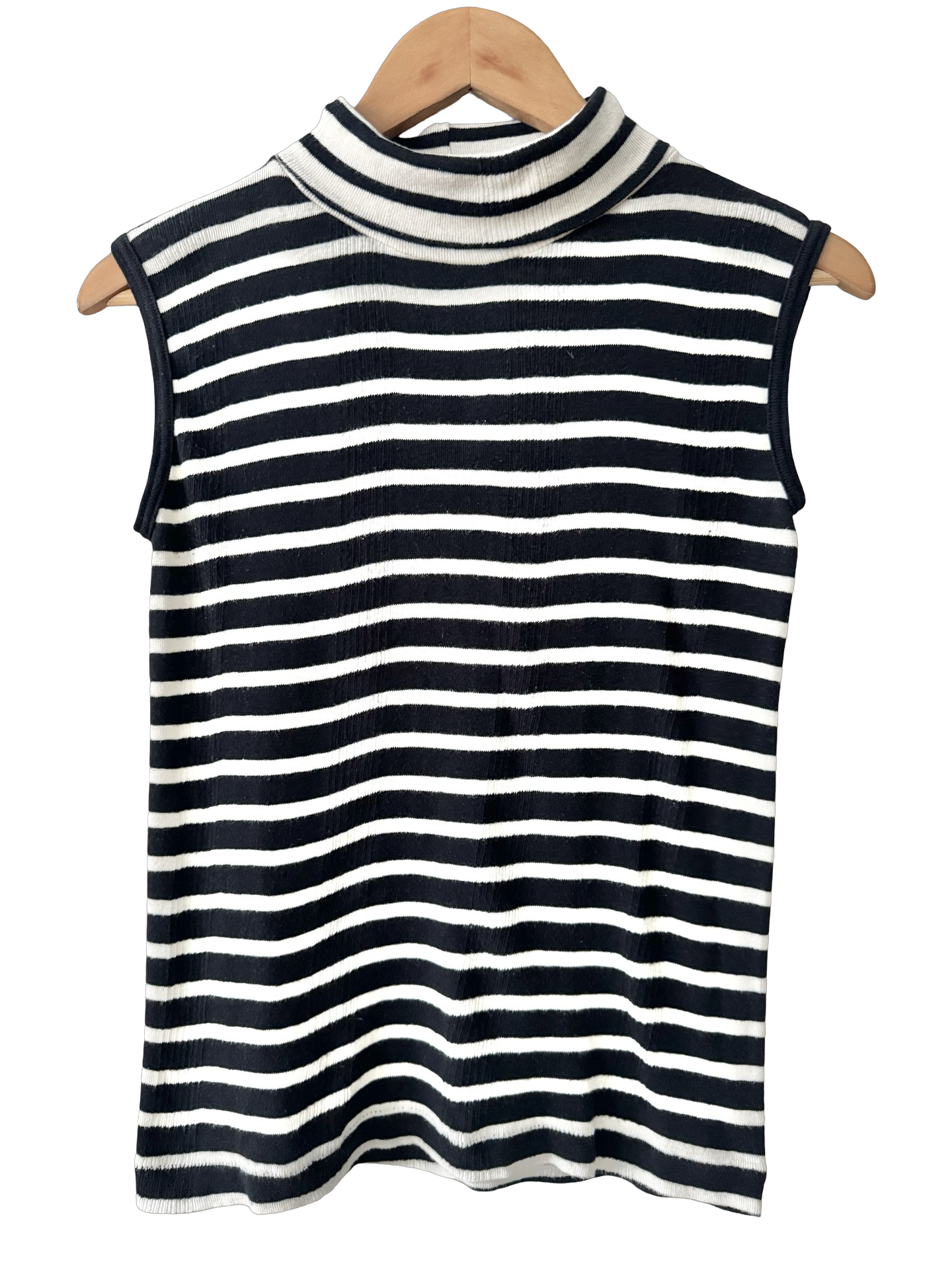 Vintage 80s Cotton Stripe Mock Neck Top (M)