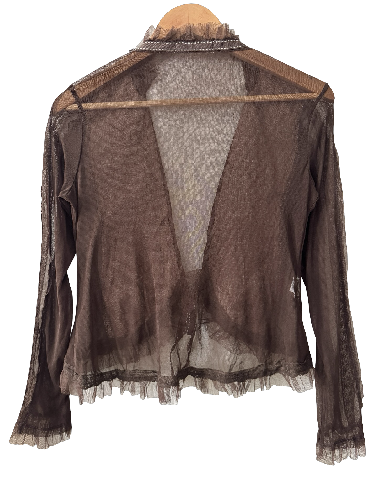 Vintage Y2K Parisian Lylas Cocoa Lace Tie Top (M)