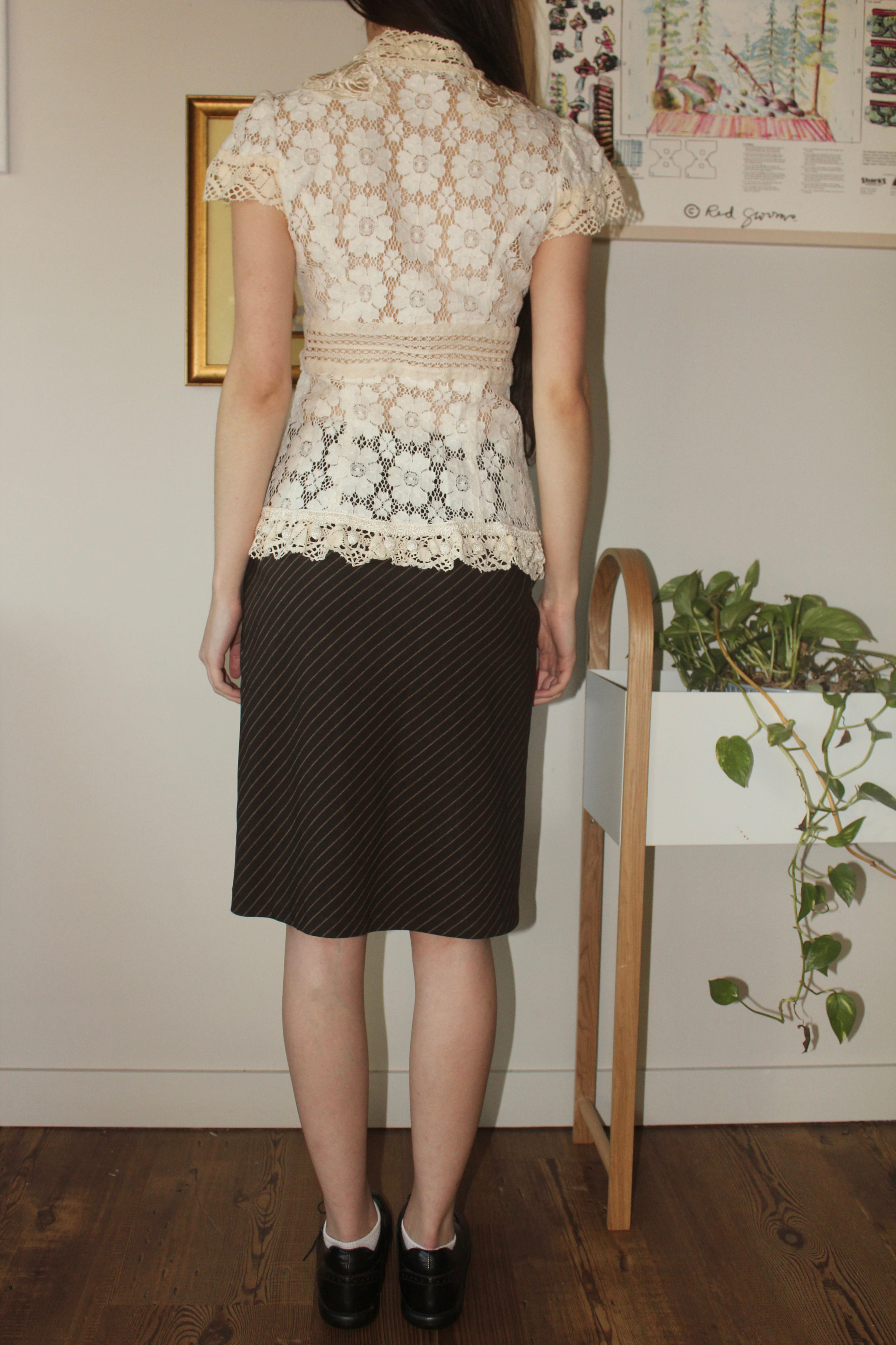 Vintage 90s Ornante Lace Knit Top (XS)