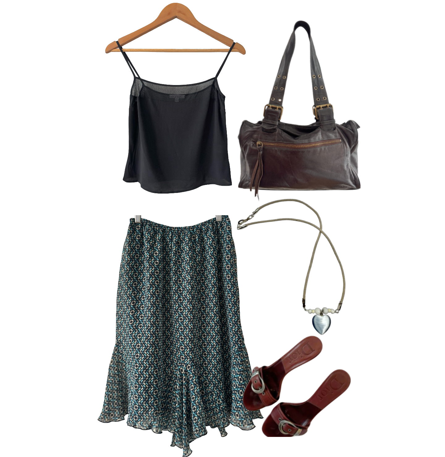 Vintage Y2K Geometric Handkerchief Midi Skirt (S/M)