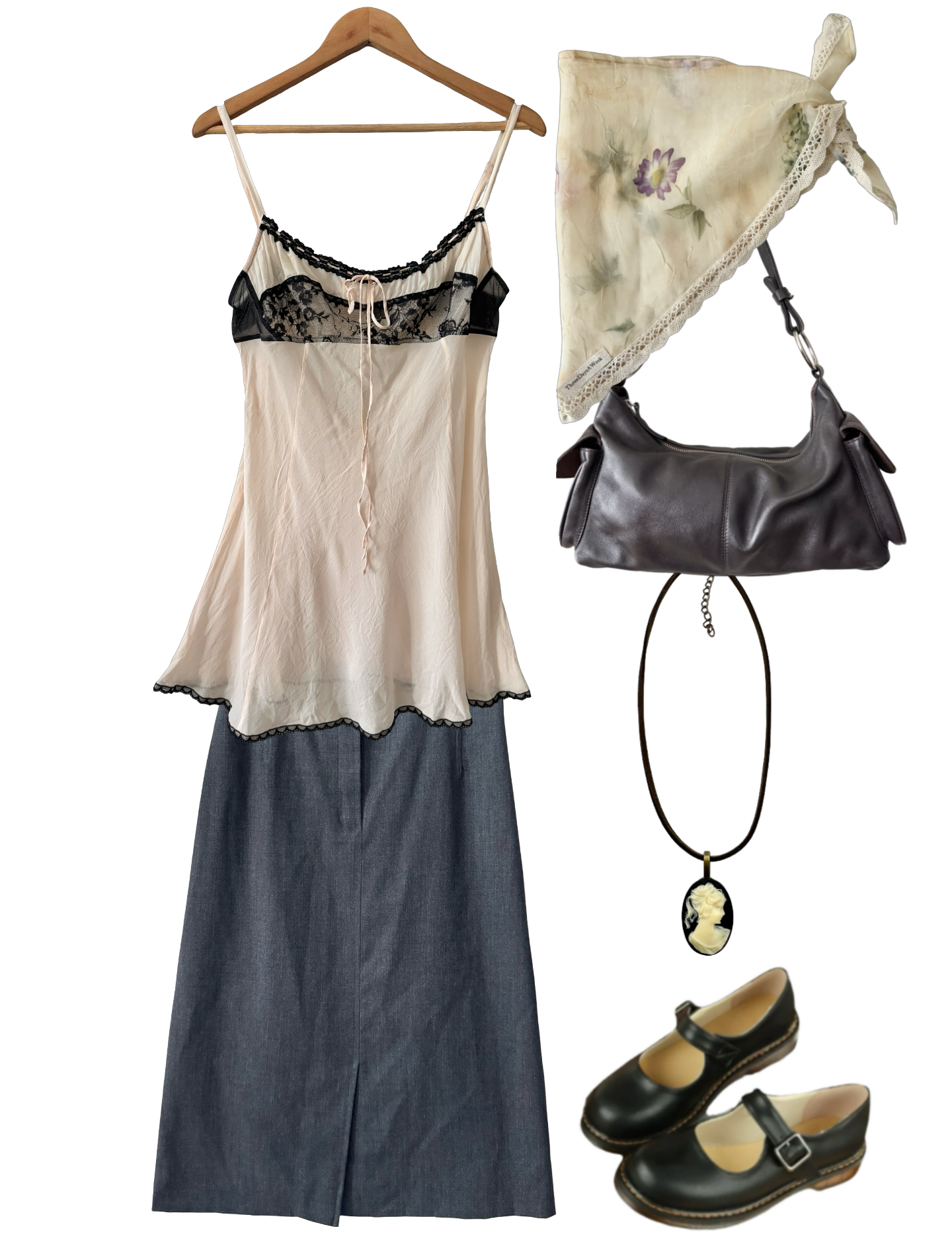 Vintage Y2K Boudoir Silk Lace Babydoll Cami (M)