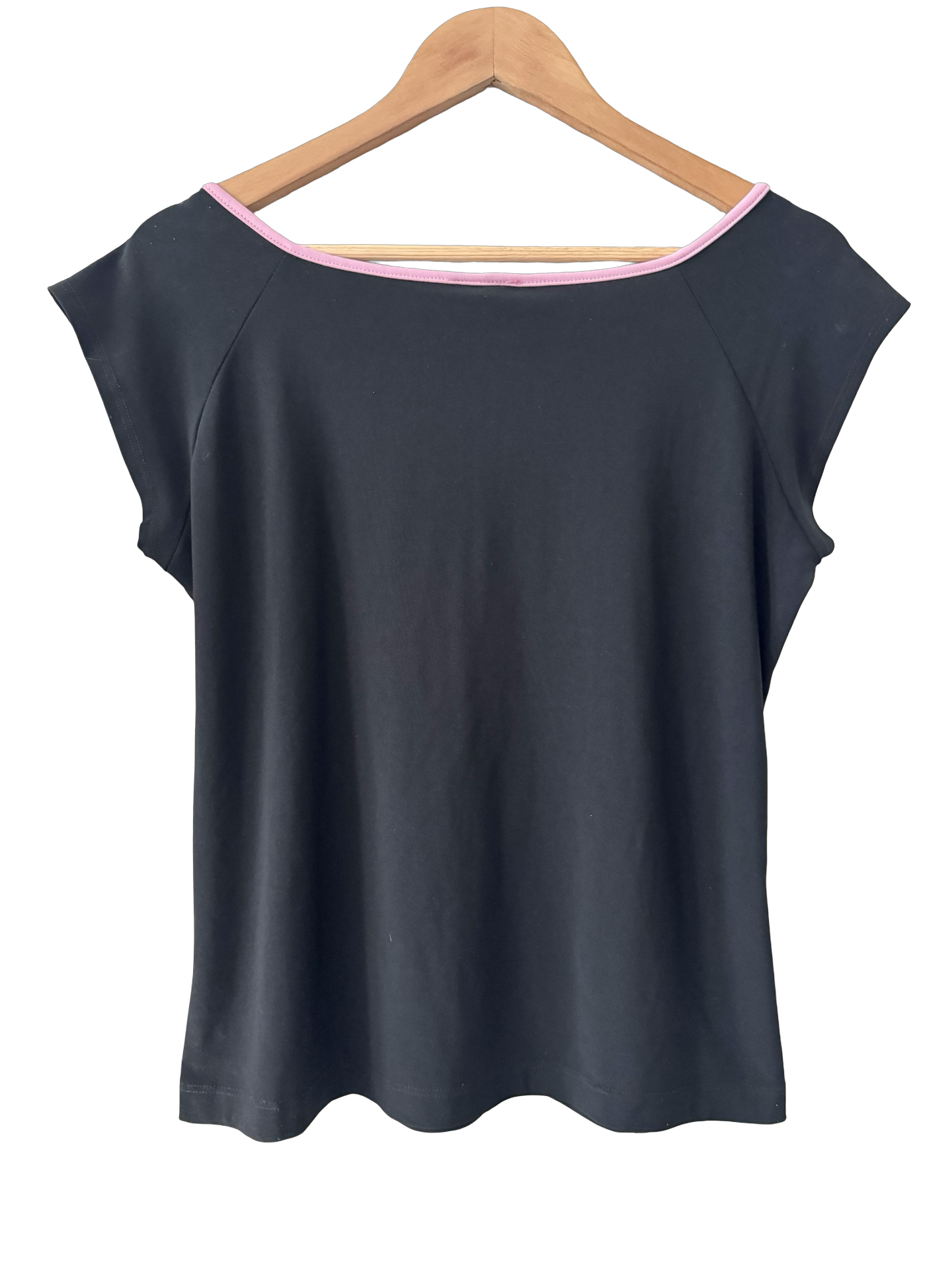 Vintage 90s Fashion Bug Black and Pink Bow Top (XL)
