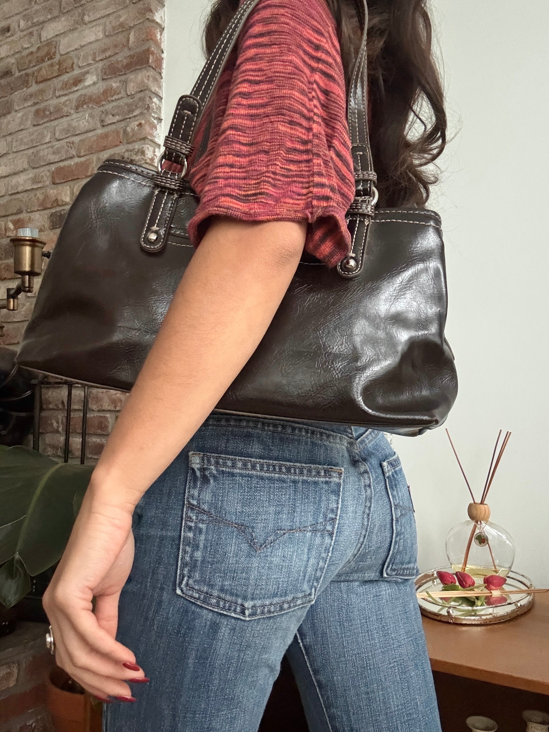 Vintage Y2K Espresso City Shoulder Bag