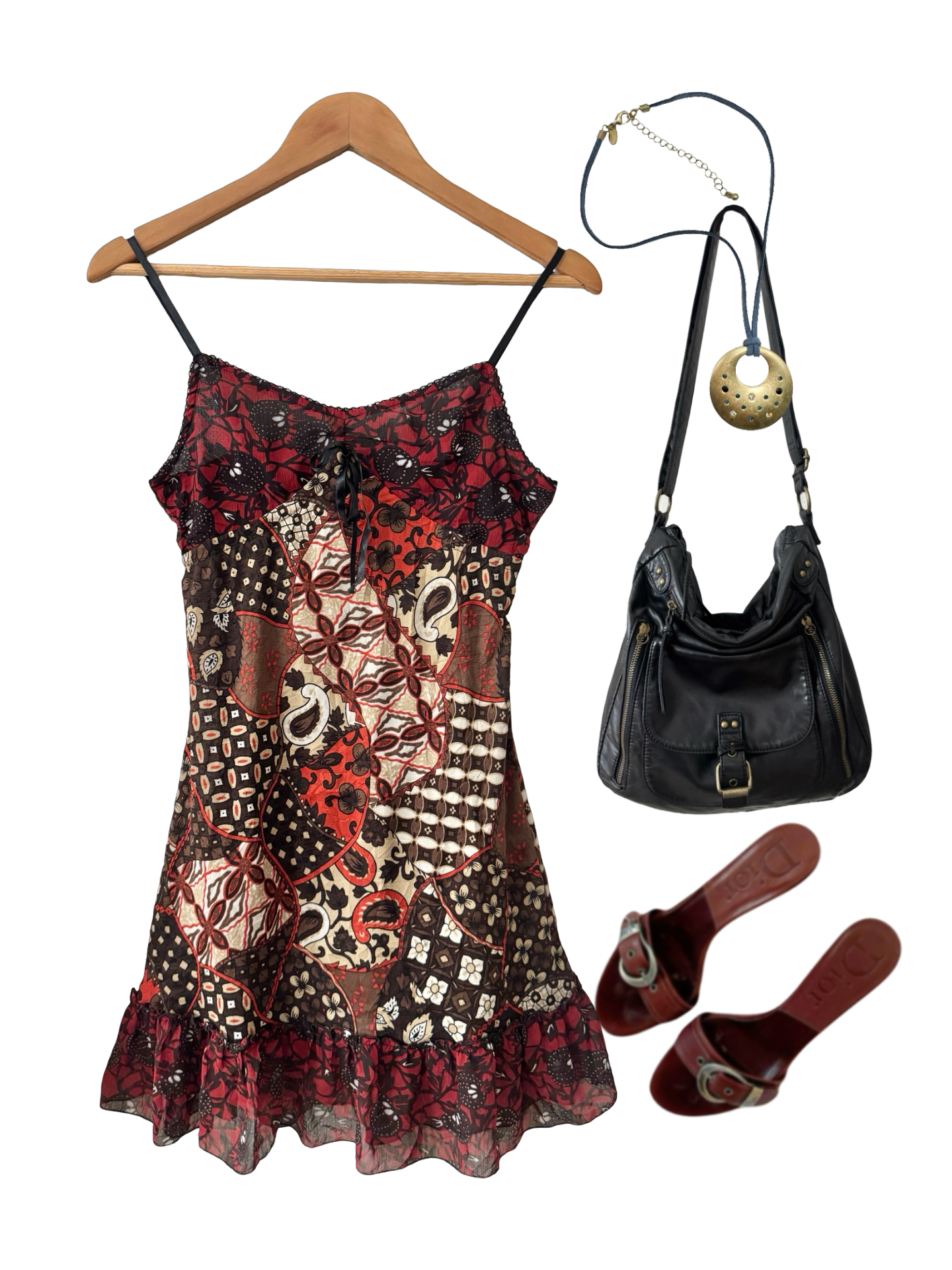 Vintage Y2K Patchwork Mini Dress (S)