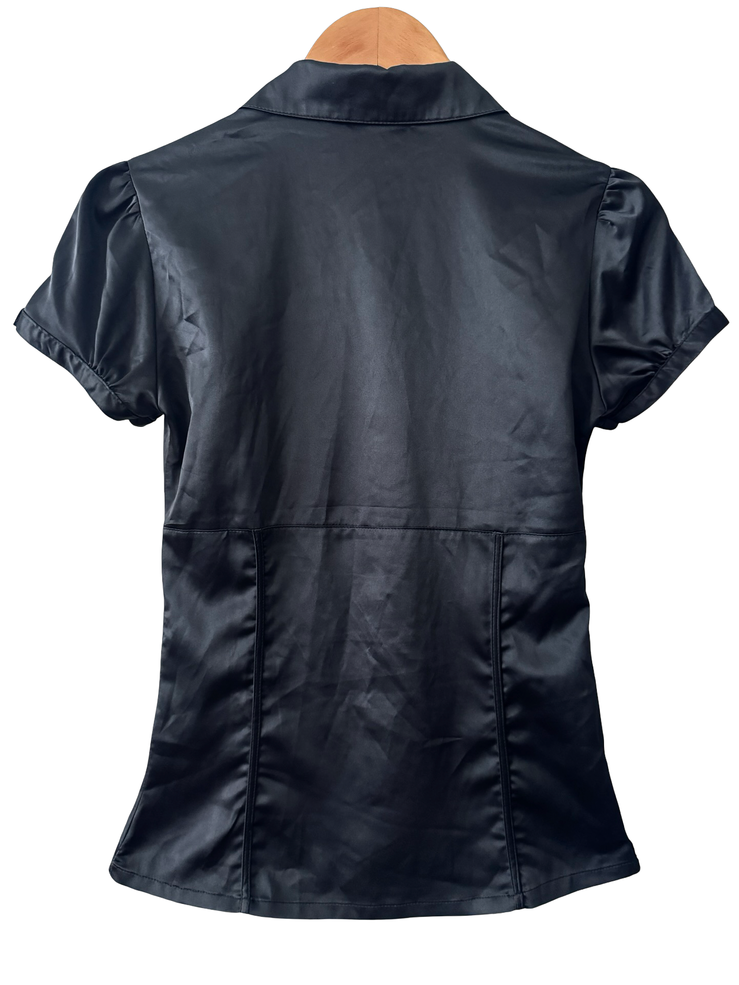 Vintage 90s No Excuse Black Satin Blouse (S)