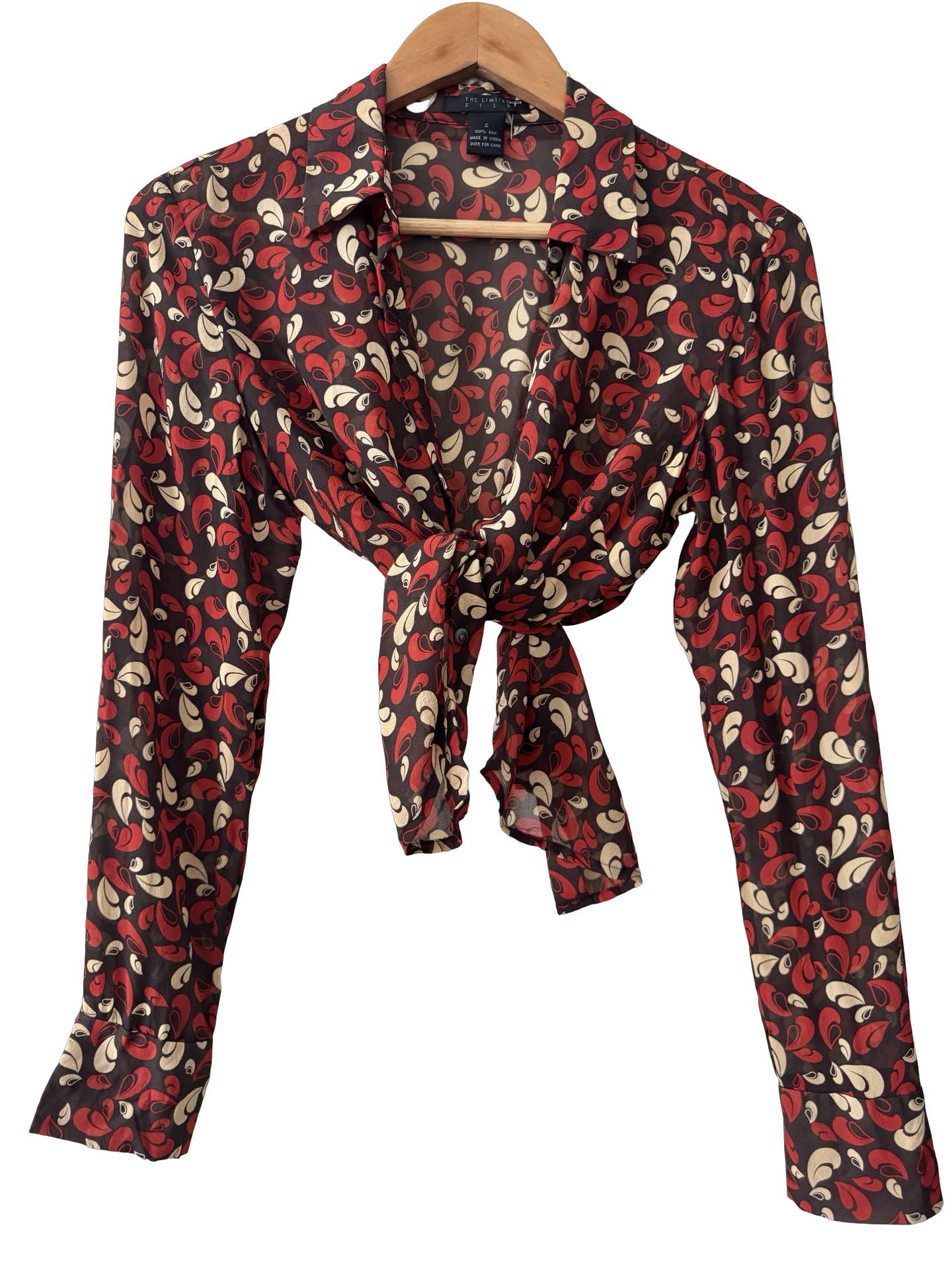 Vintage 90s Silk Paisley Button-Up Blouse (S/M)