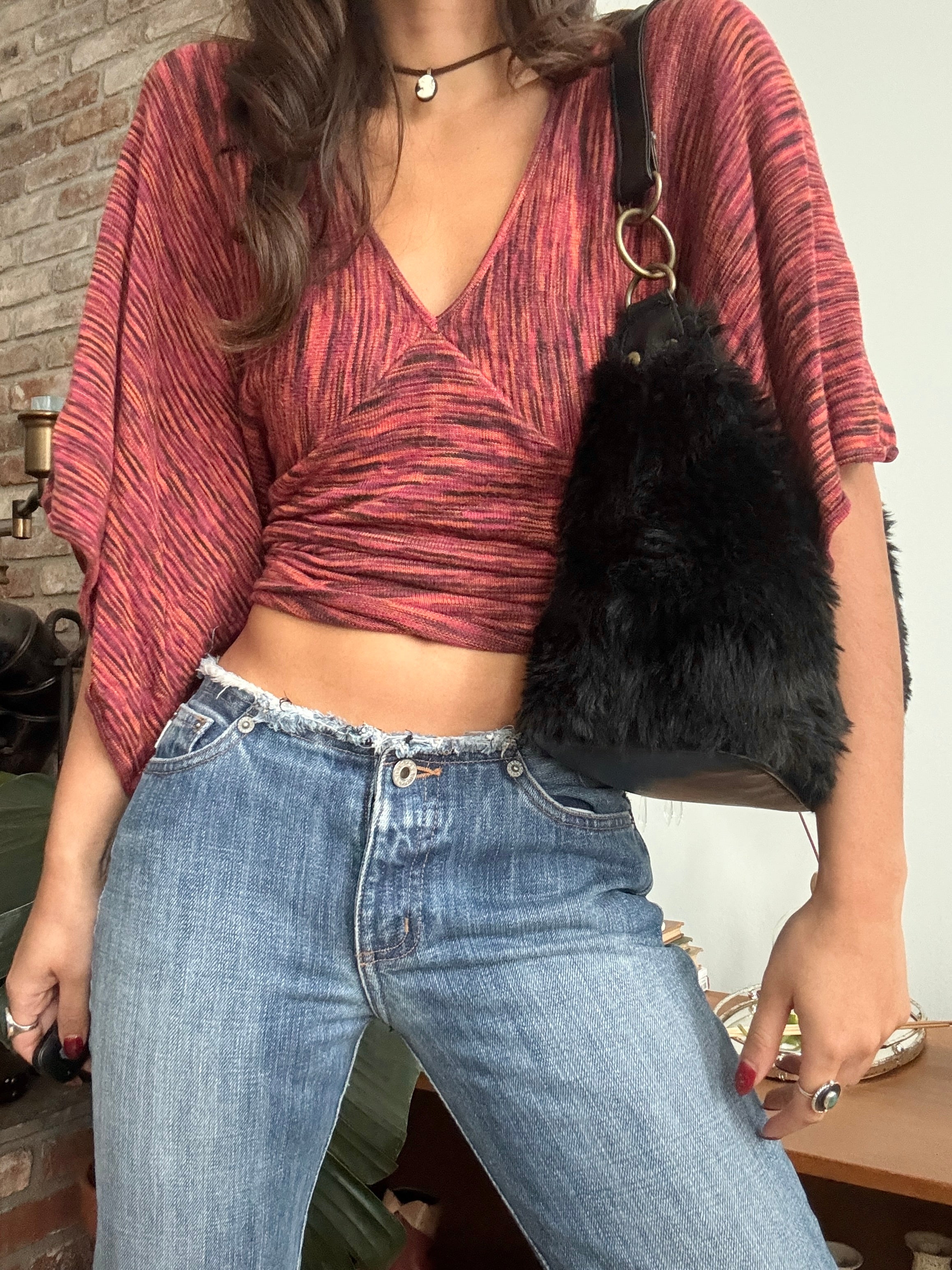 Vintage Y2K Faux Fur Slouch Shoulder Bag