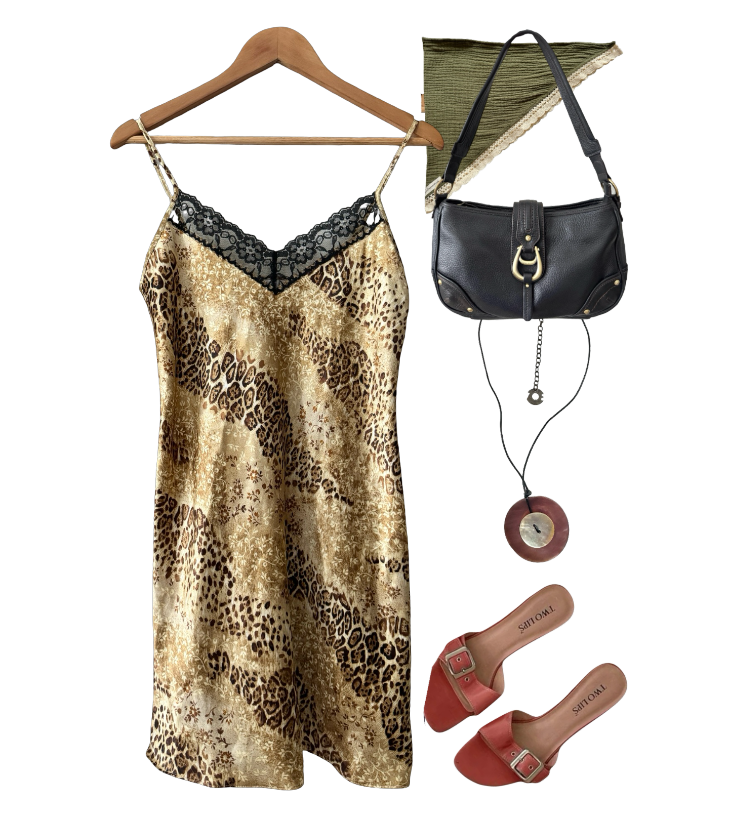 Vintage 90s Golden Leopard Lace Slip (M)