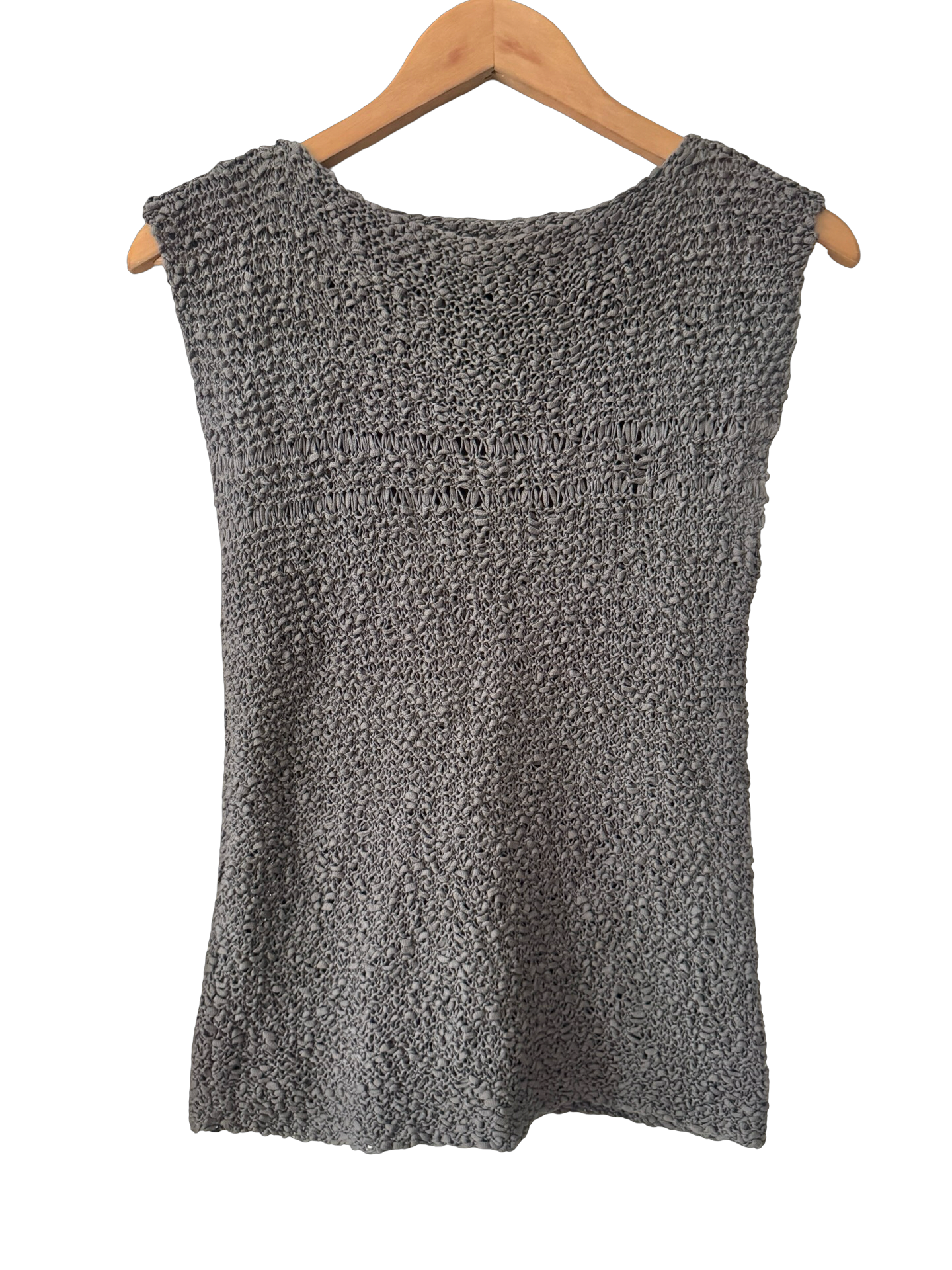 Vintage 90s Taupe Crochet Knit Tank (M)
