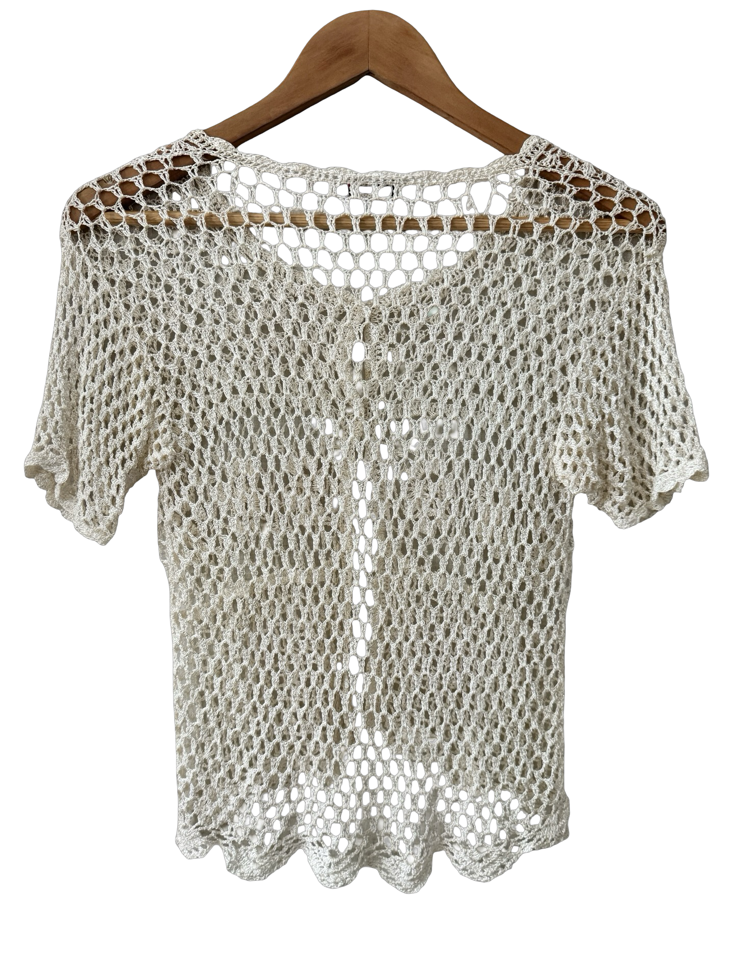 Vintage 90s Pearl Crochet Floral Cardigan Top (S-M)