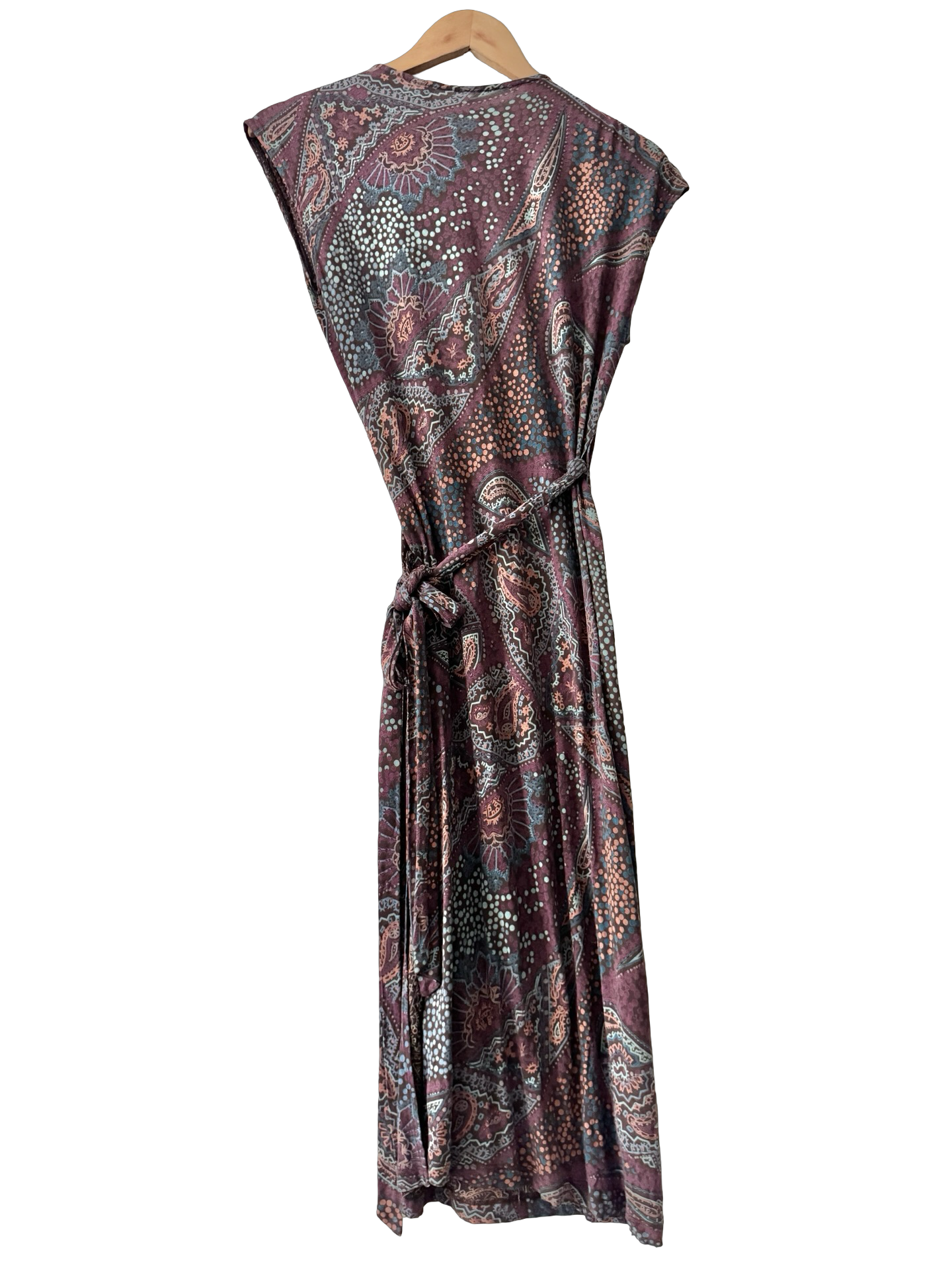 Vintage Y2K Plum Paisley Wrap Mini Dress (M)