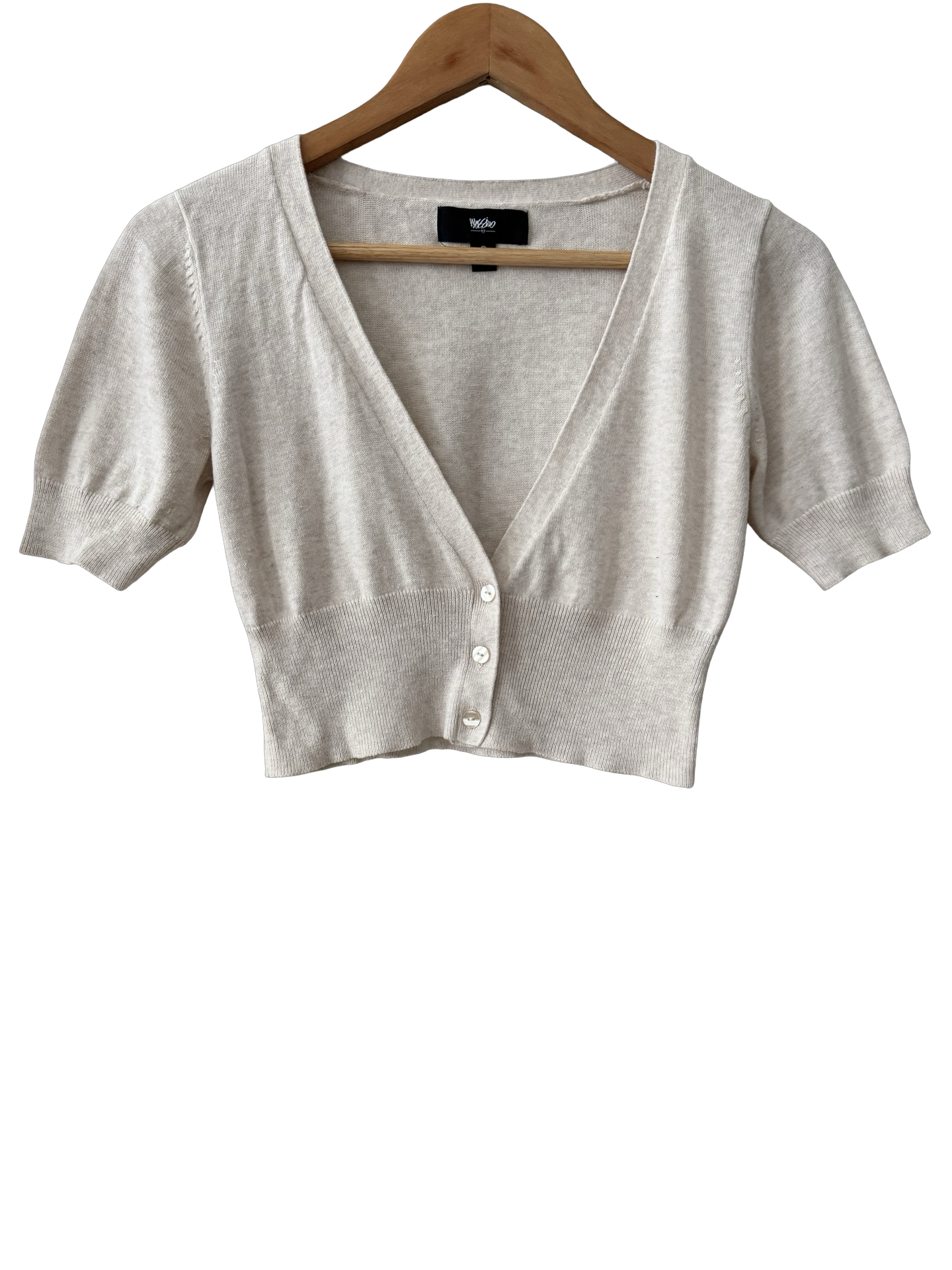 Vintage Y2K Cream Cropped Knit Top (S)