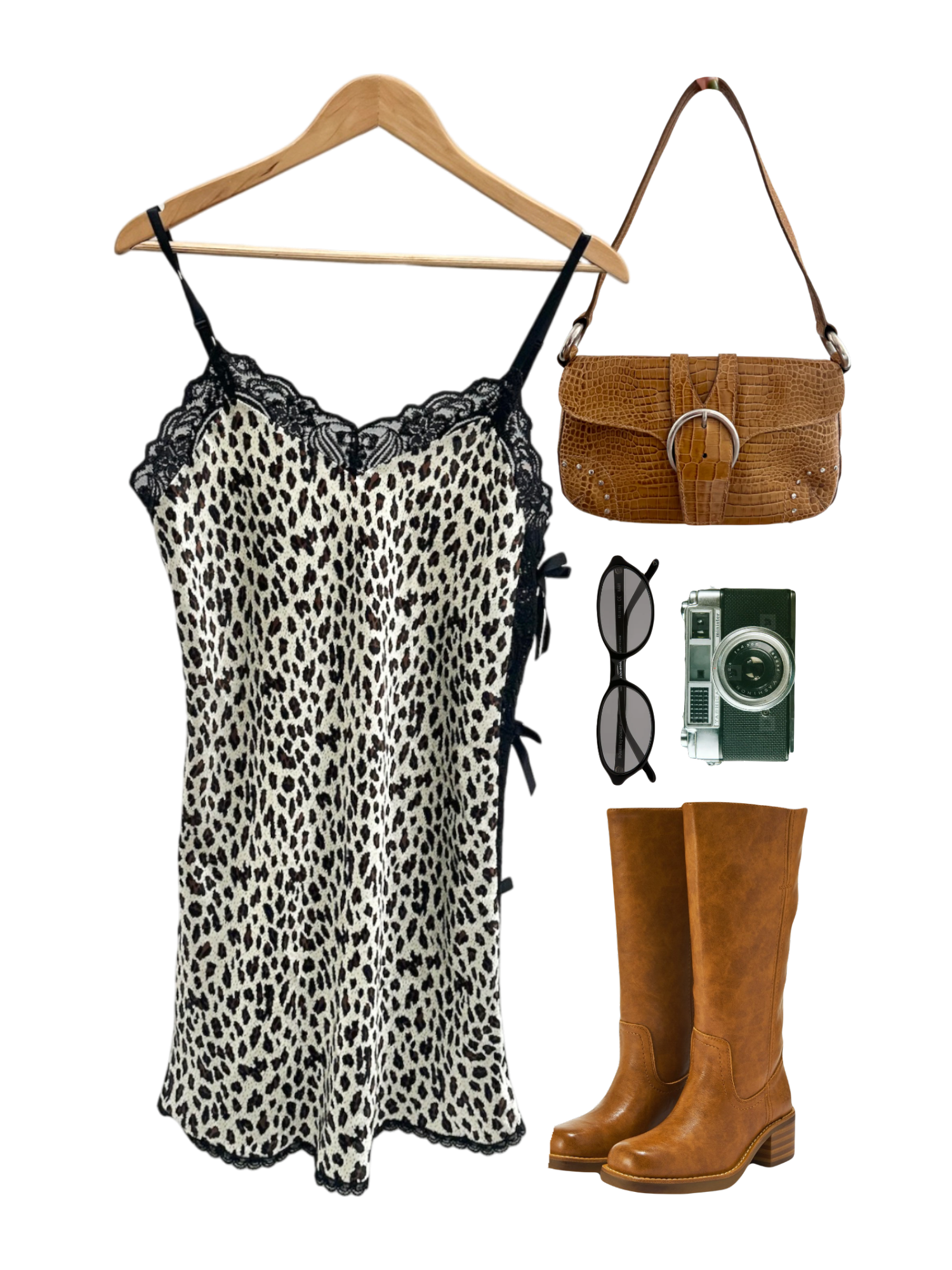 Vintage 90s Tie Bow Mini Cheetah Slip (M)