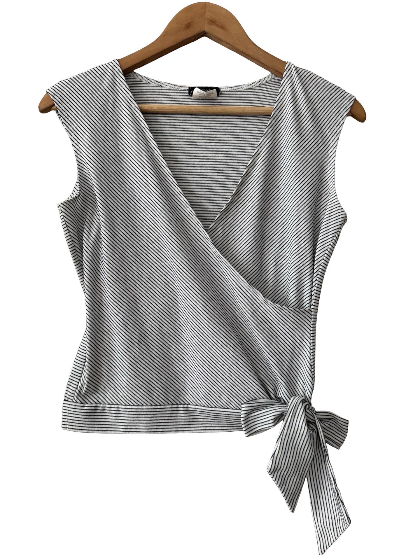 Vintage Y2K Black & White Striped Tie Top (M)