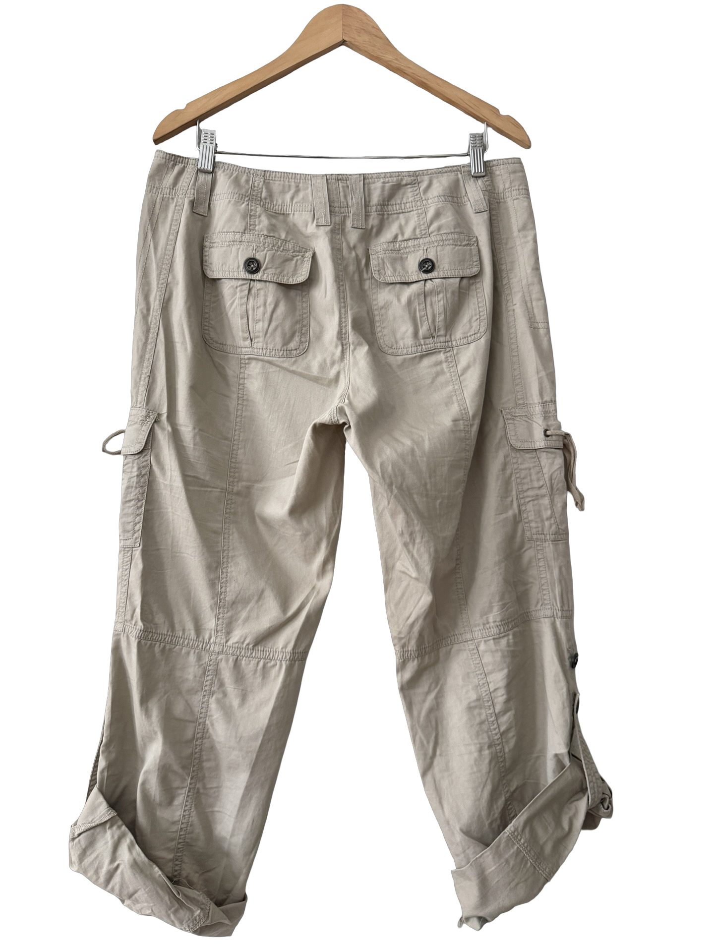 Y2K Sand Utility Cargo Capri Pants (M)