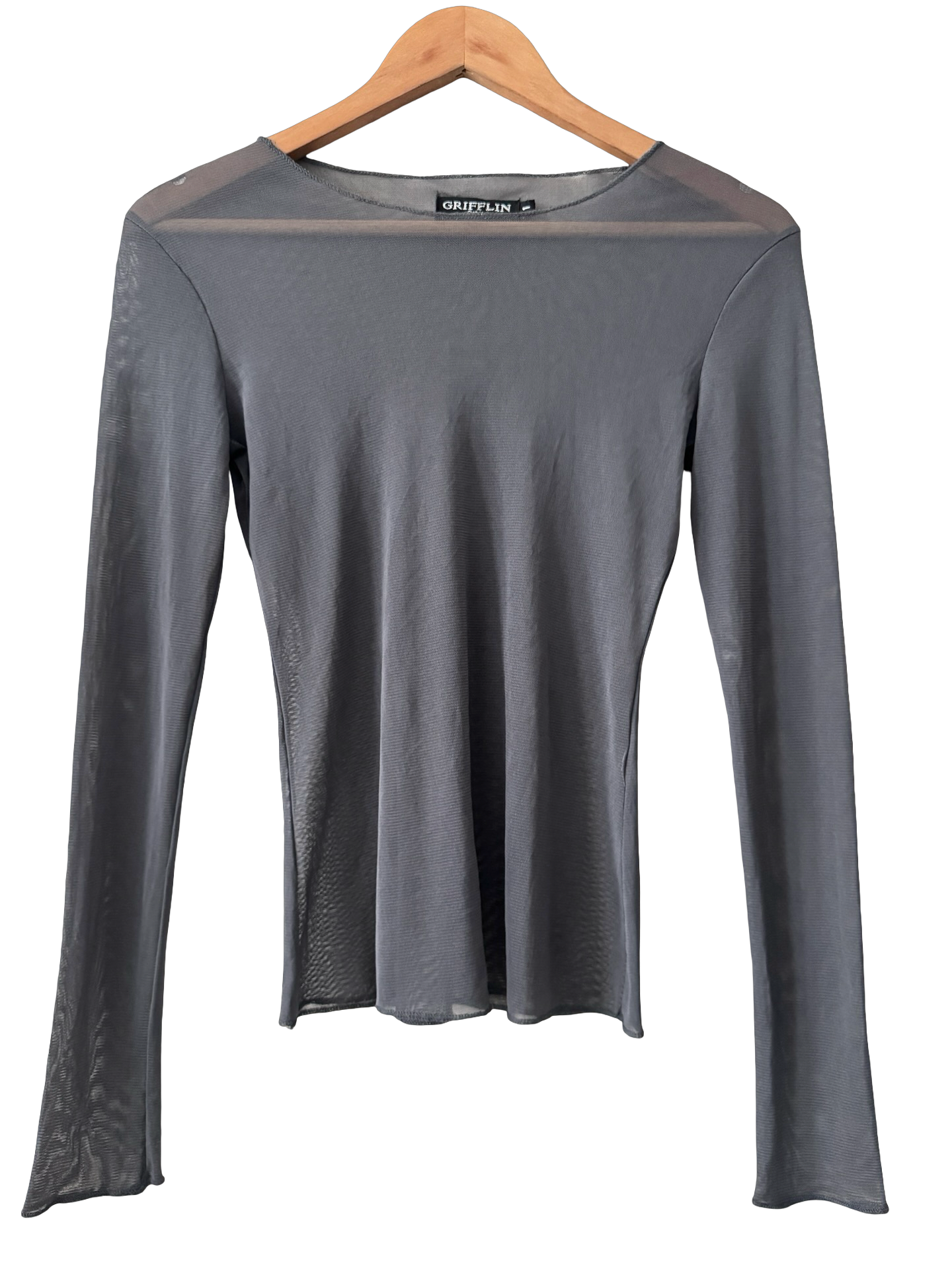 Vintage 90s Paris Smoke Gauze Long Sleeve Top (S/M)