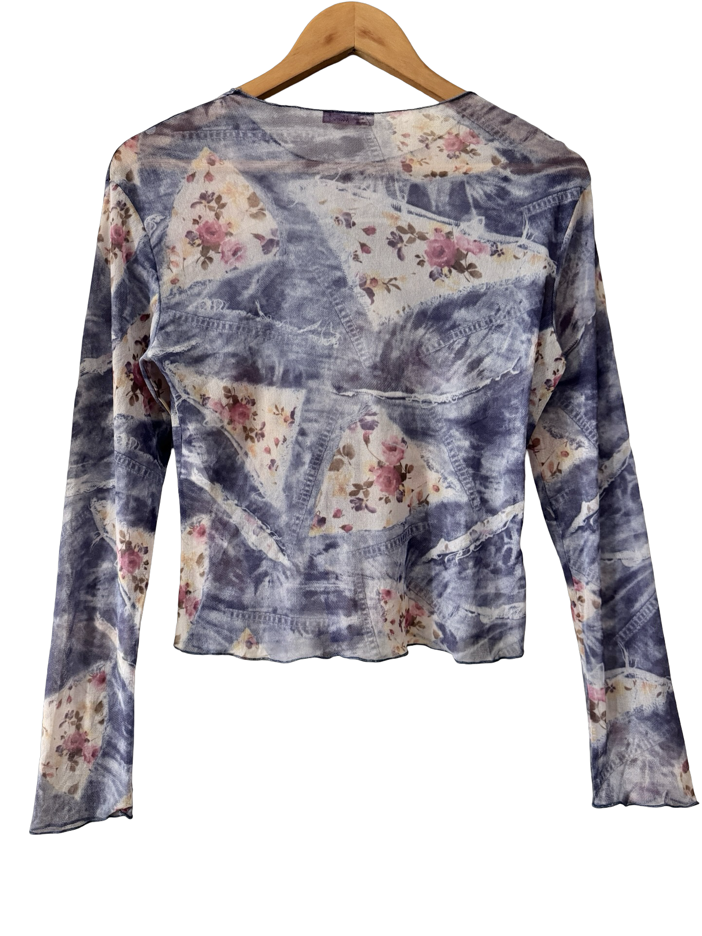 Vintage 90s Faded Roses Mesh Top (M)