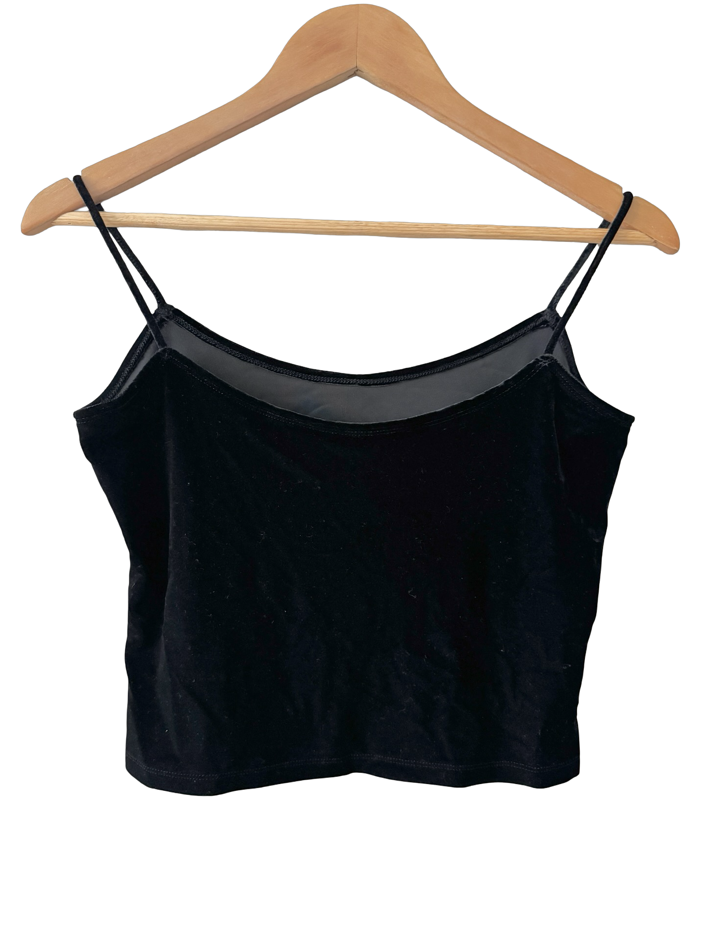 Vintage 90s Black Velvet Cropped Cami Top (S-M)