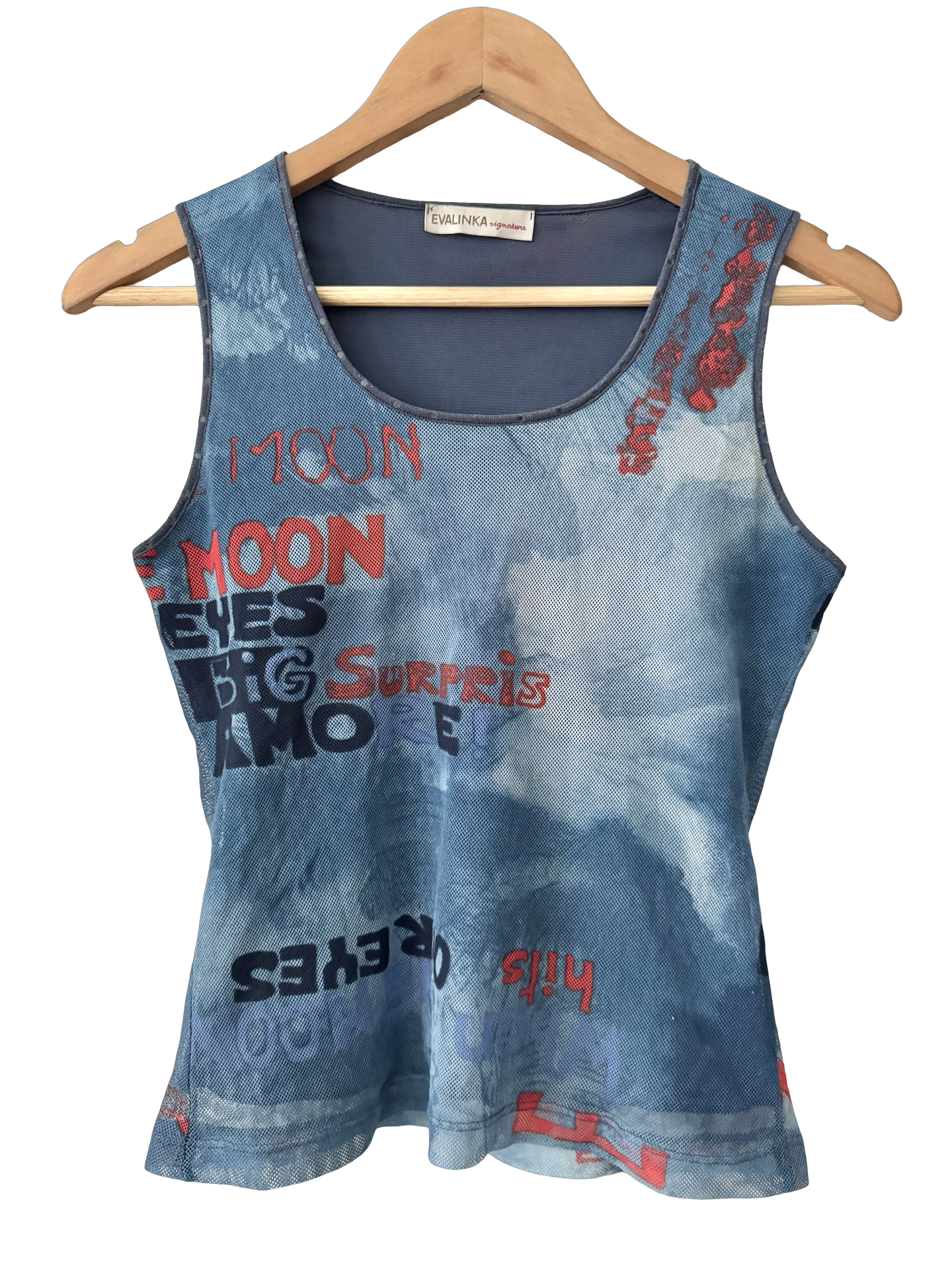 Vintage Y2K Moon Eyes Mesh Top (M)