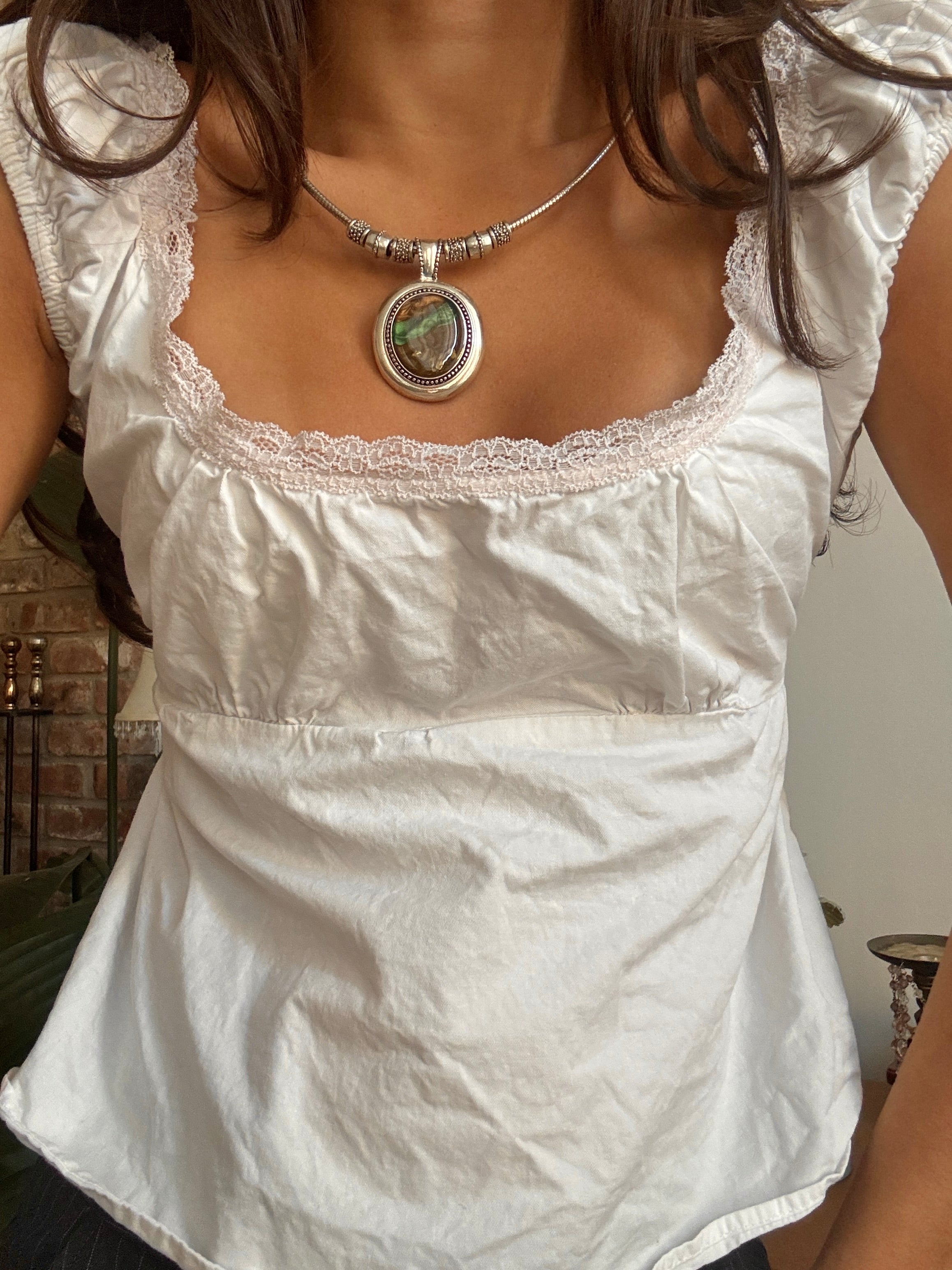 Vintage Y2K Amber Forest Medallion Necklace