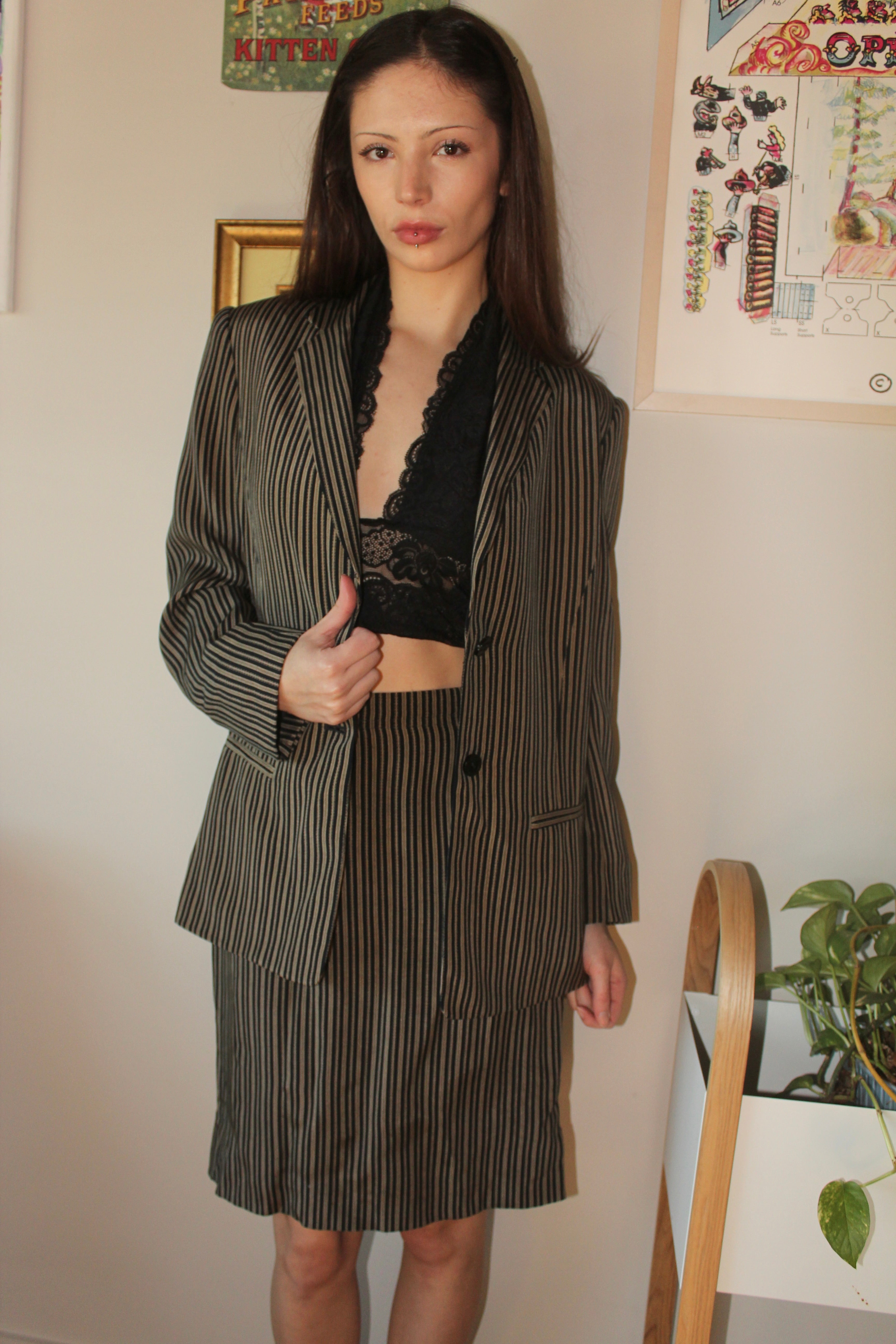 Vintage 80s Silk Plaid Twin Set (S)