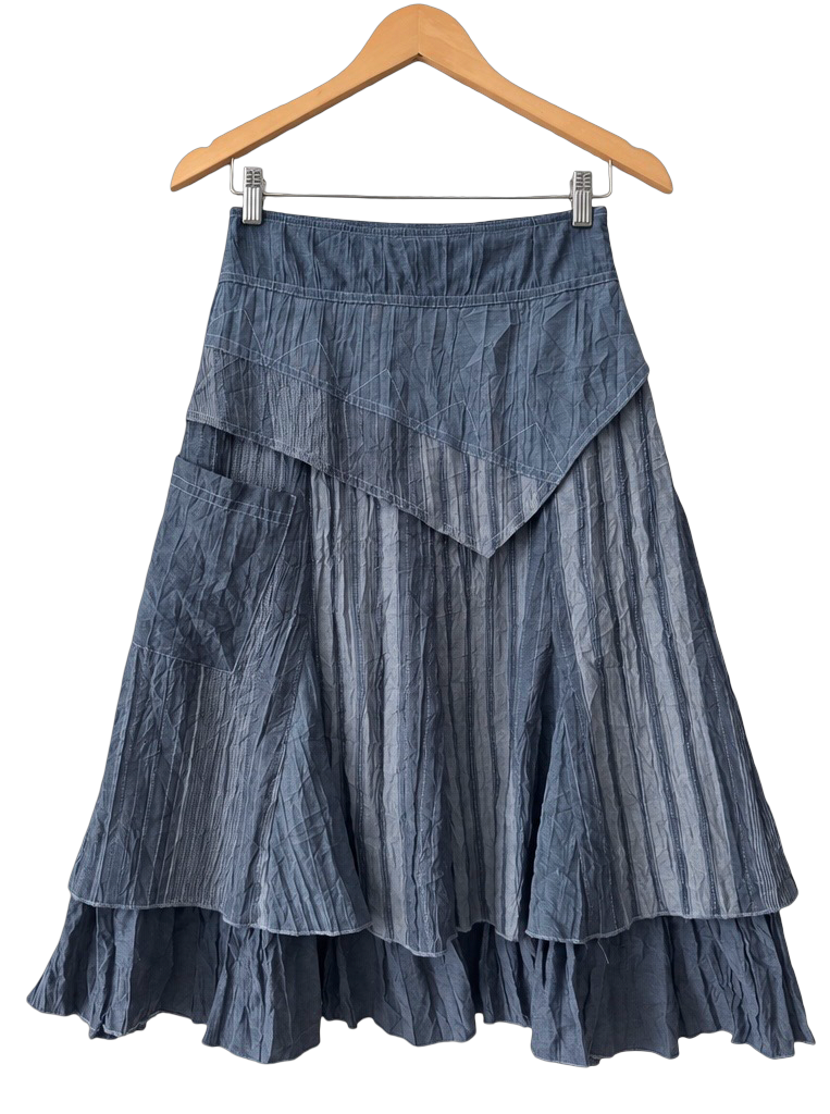 Vintage 90s French Stormy Ballet Fluted Midi Skirt (XS)