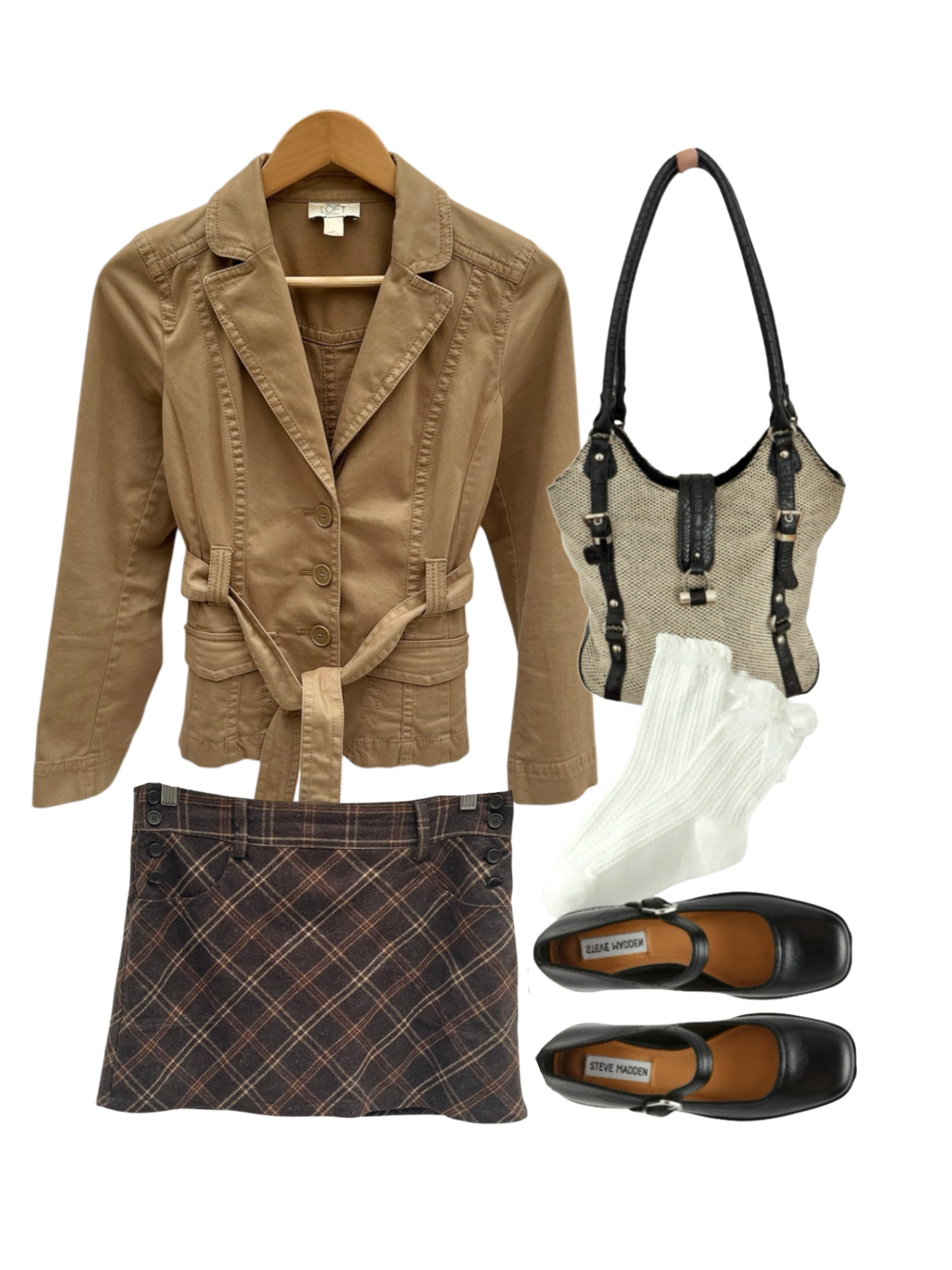 Vintage Y2K Belted Tan Blazer (XS/S)