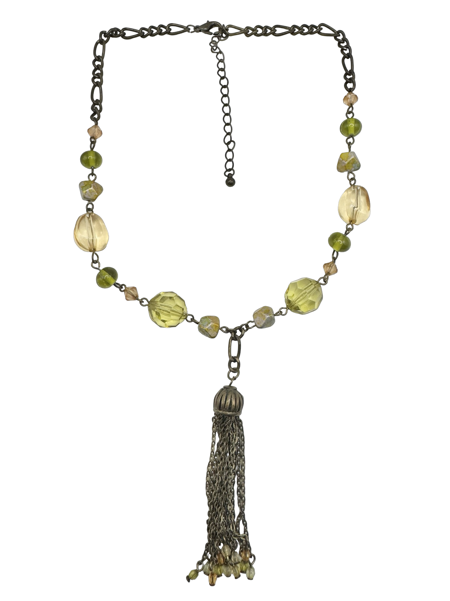 Vintage Y2K Citron Garden Tassel Necklace
