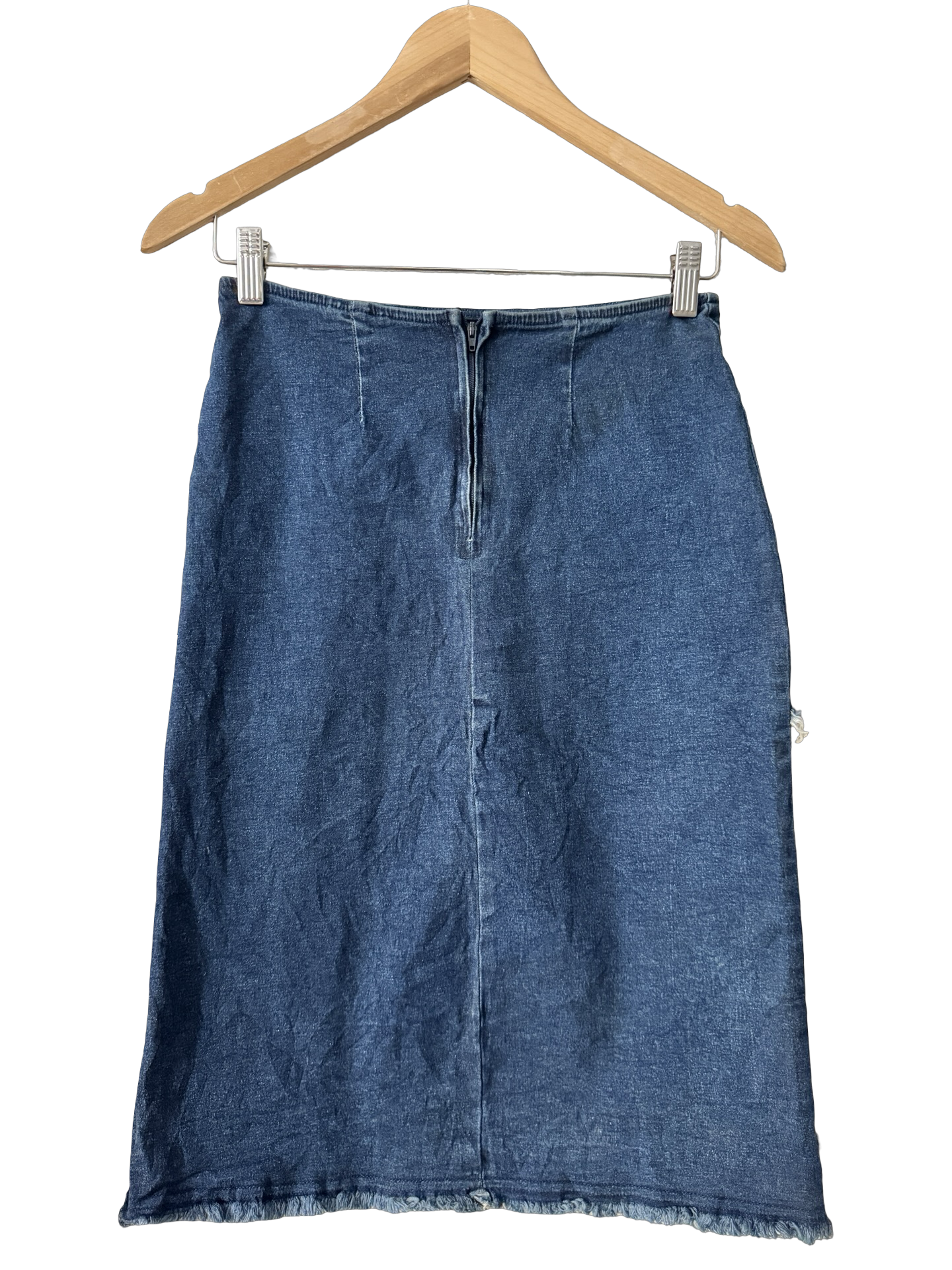 Vintage 90s Blue Hour Stretch Denim Midi Skirt (XS/S)