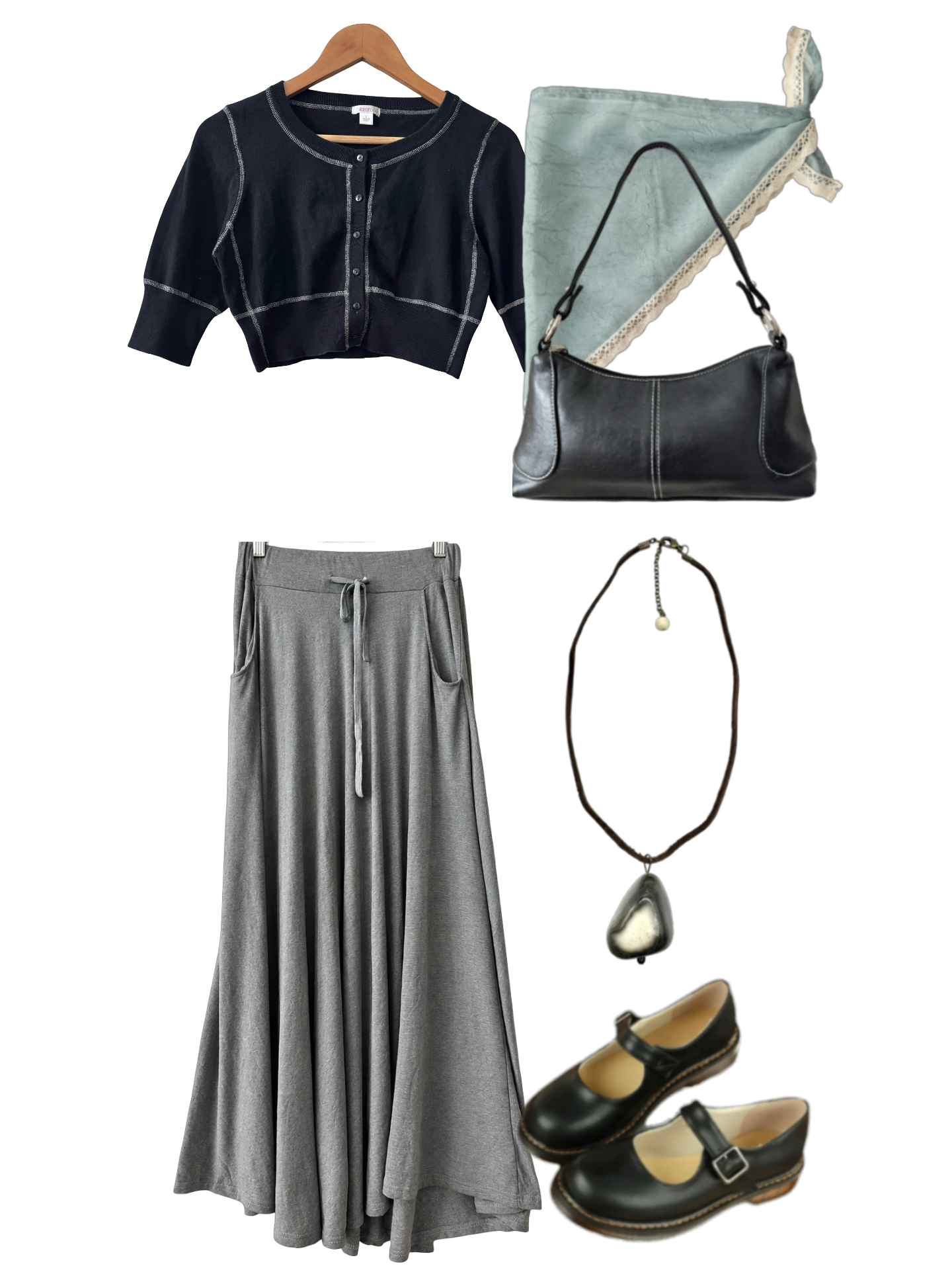 Vintage Y2K Heather Grey Ballet Flare Maxi Skirt (XS)
