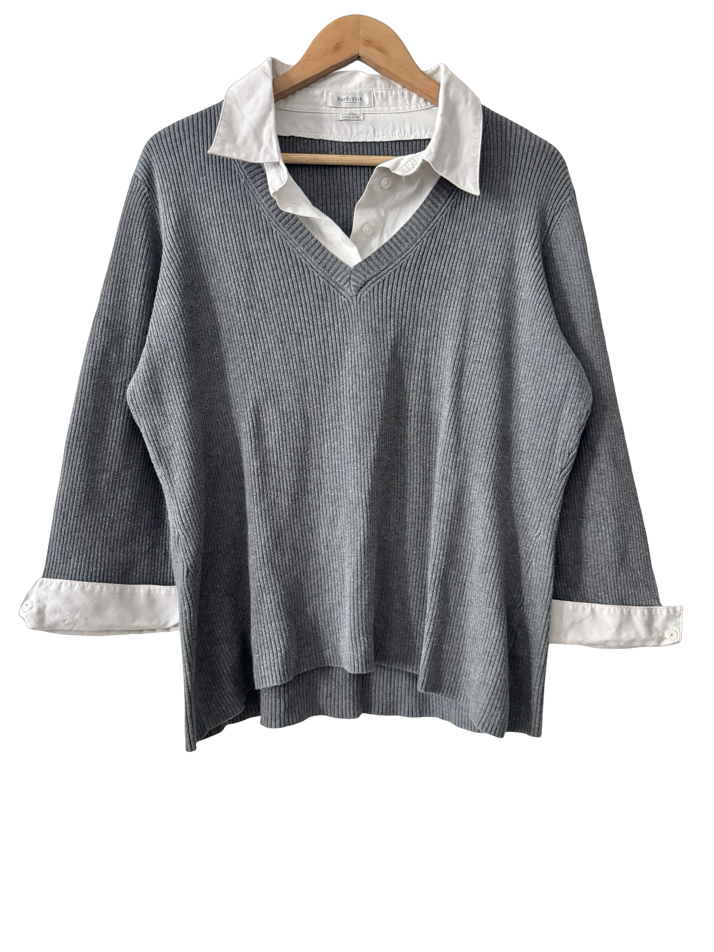 Vintage Y2K Cambridge Girl Layered Collar Knit Sweater (XL)