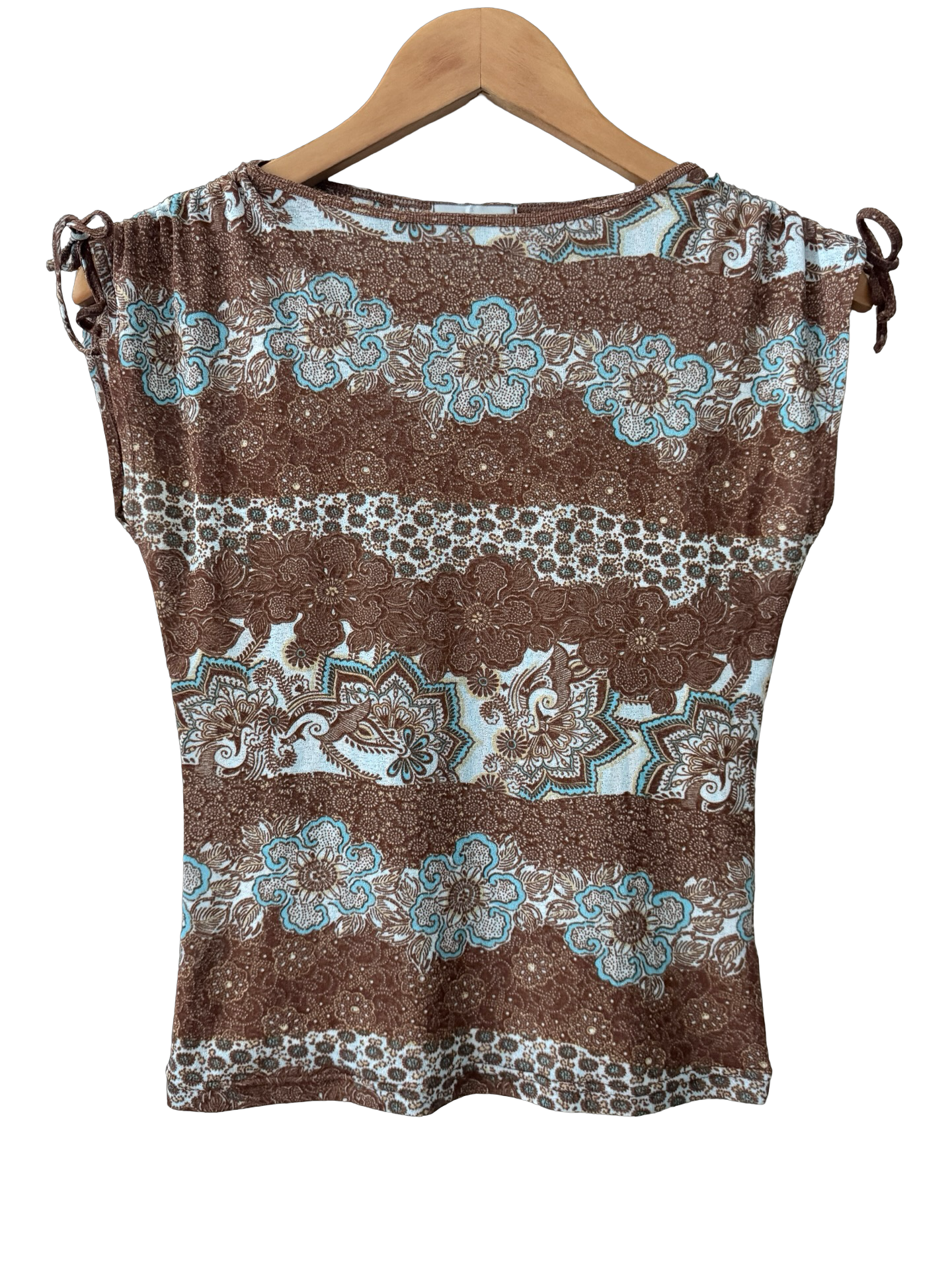 Vintage 90s Canyon Bloom Mesh Cap Sleeve Top (M)