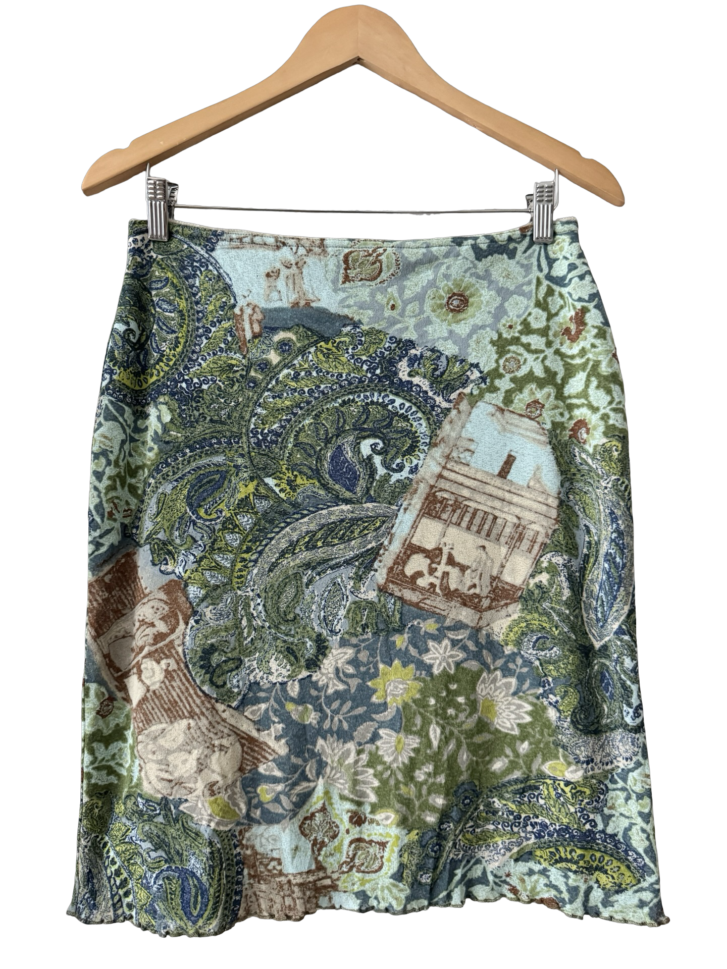 Vintage Y2K Mediterranean Paisley Midi Skirt (M)