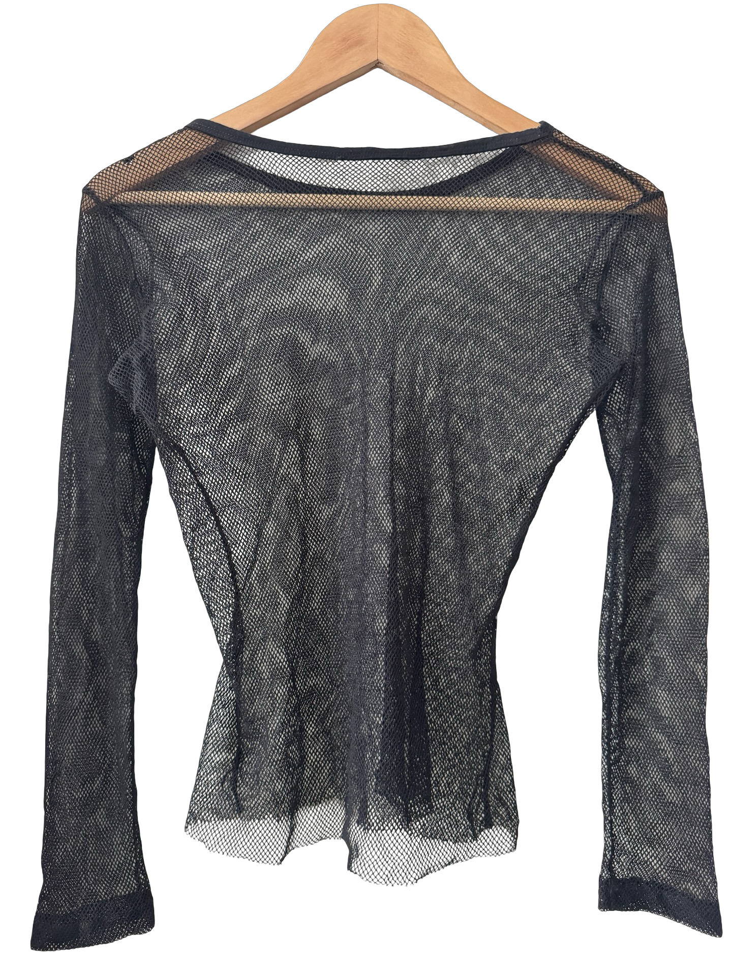 Vintage Y2K Midnight Fishnet Mesh Top (M)