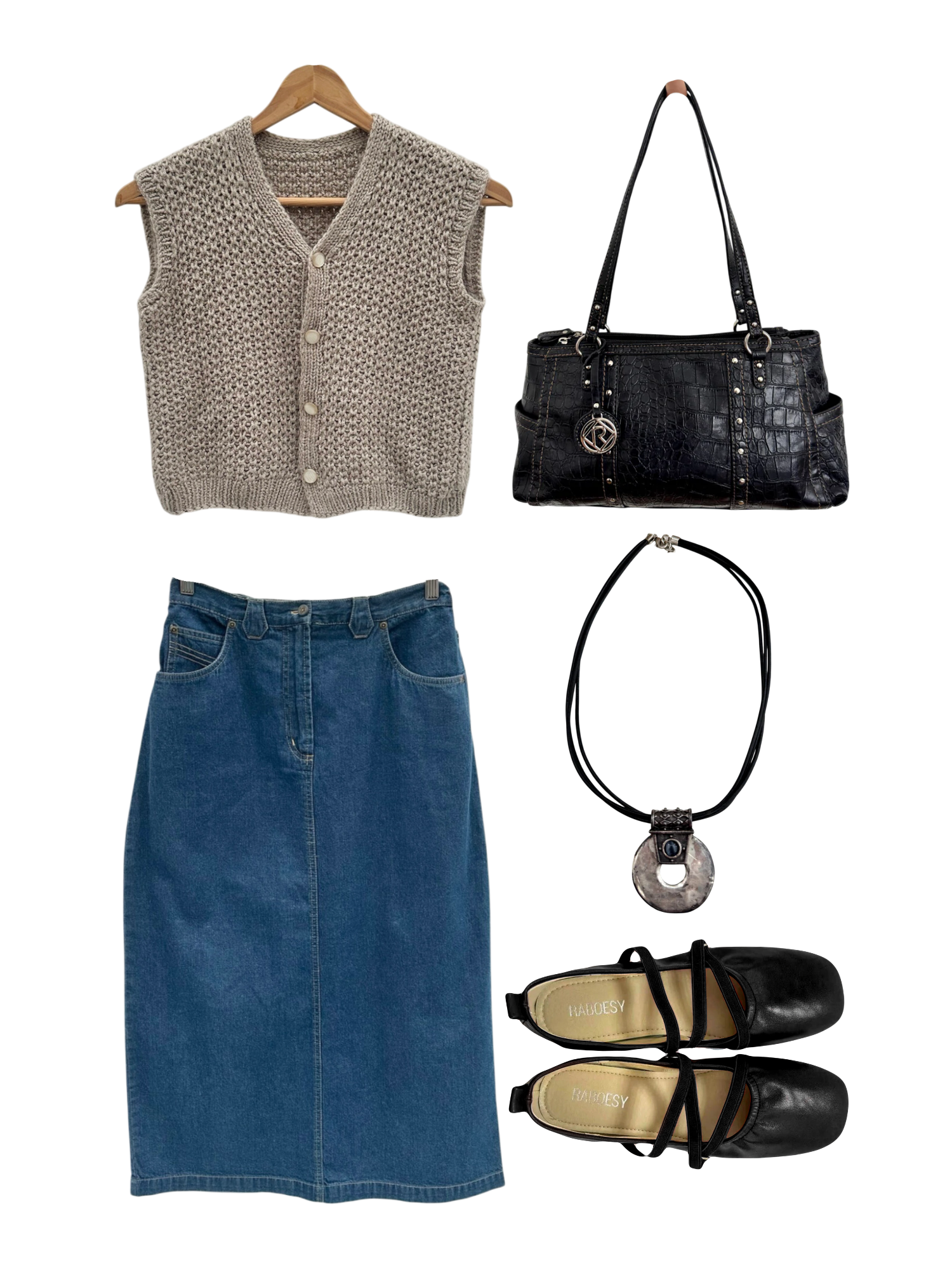 Vintage 90s Cozy Cropped Oatmeal Vest (S