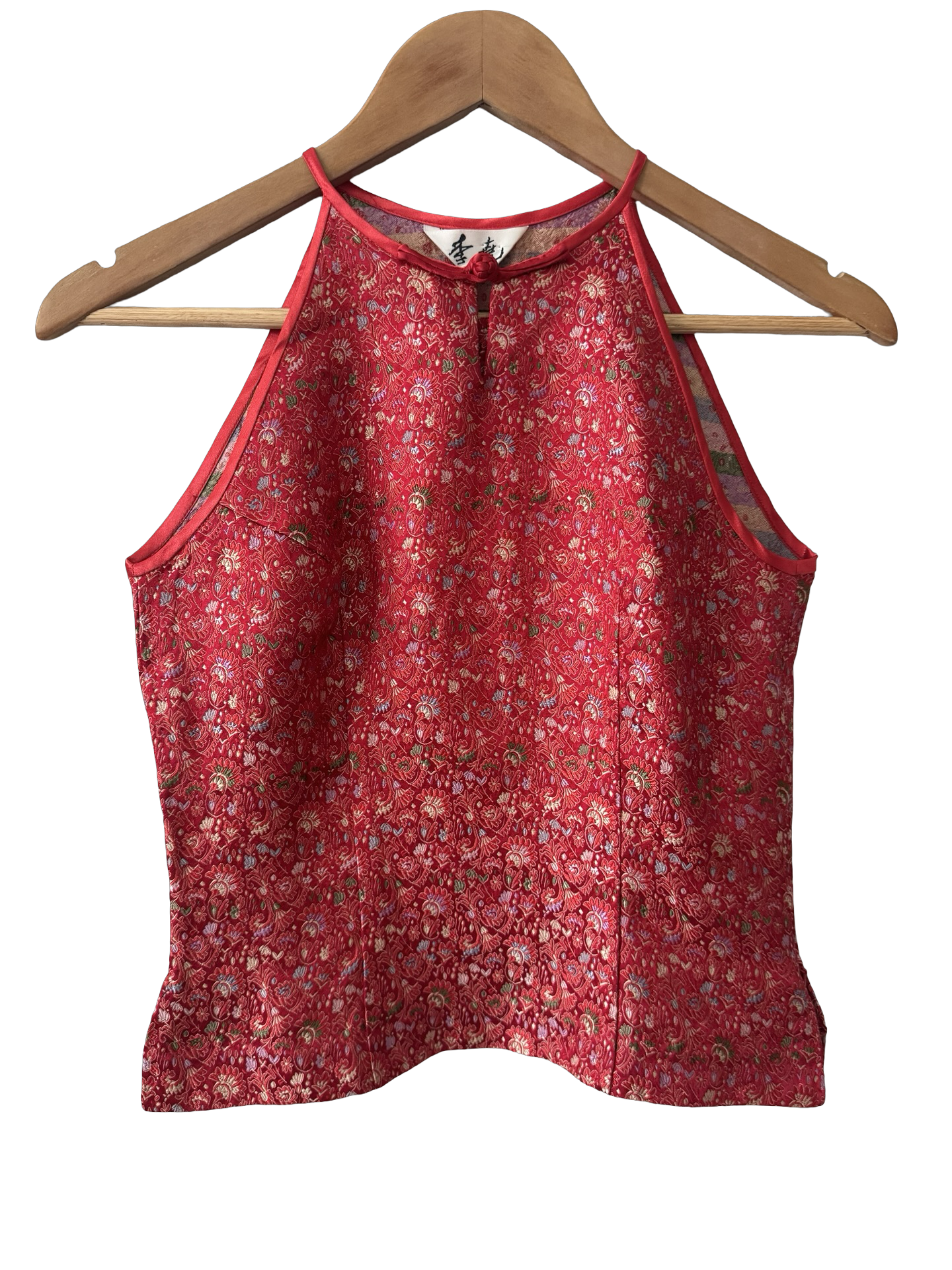 Vintage Y2K Red Brocade Halter Tank (S)