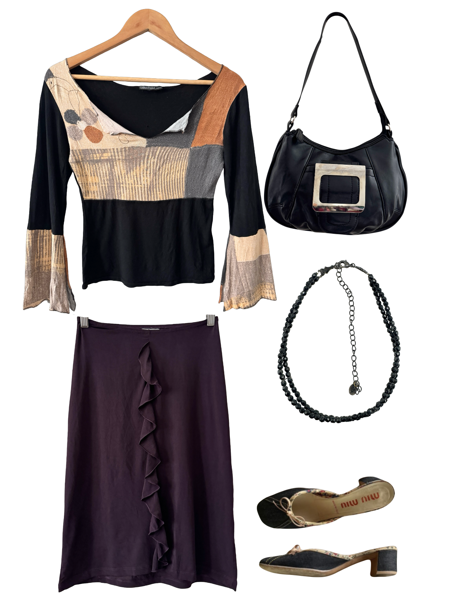 Vintage Y2K Christelle Paris Cutout Flare Sleeve Top (M)