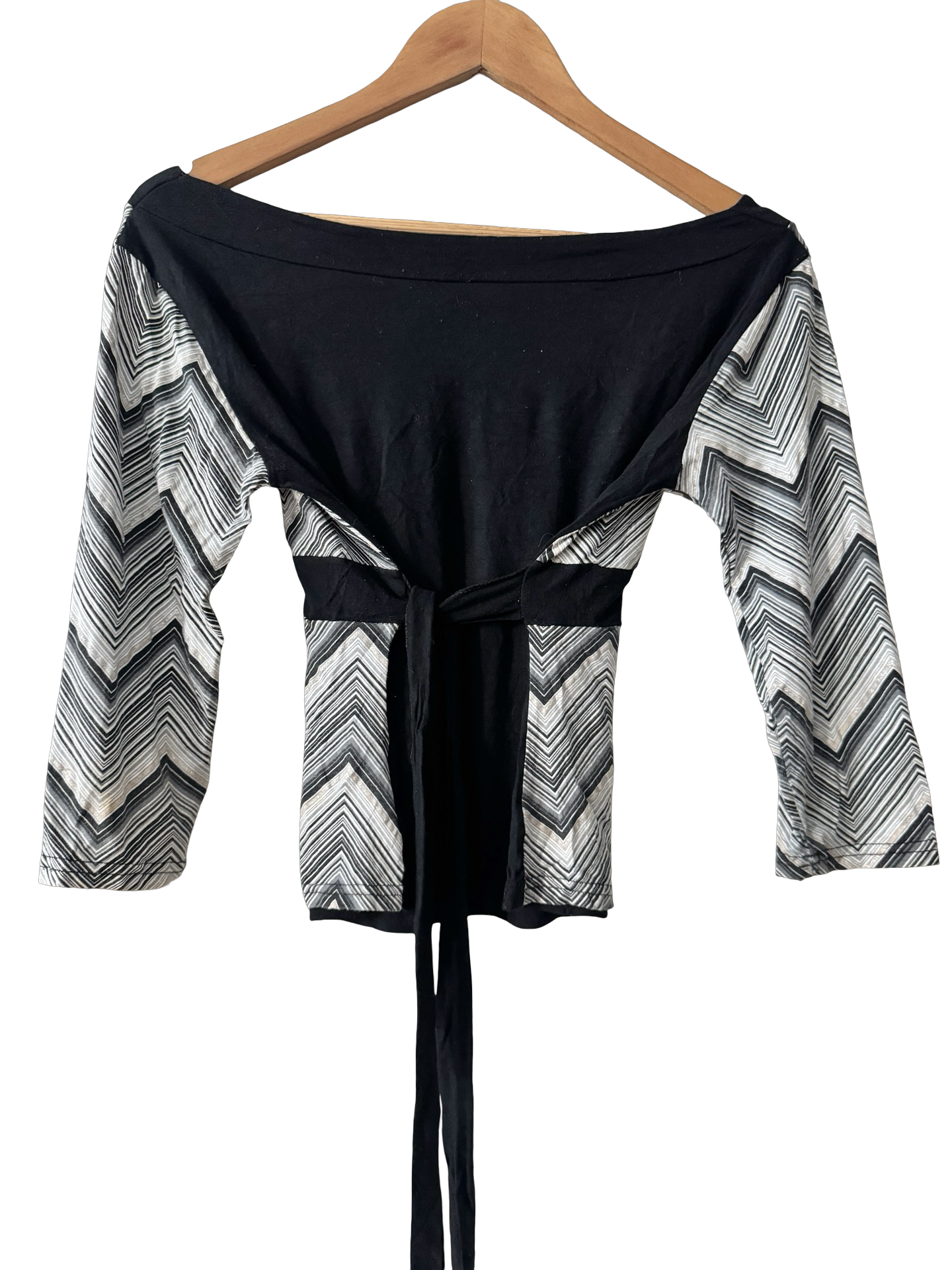 Vintage Y2K Optical Illusion Chevron Tie Wrap Top (M/L)