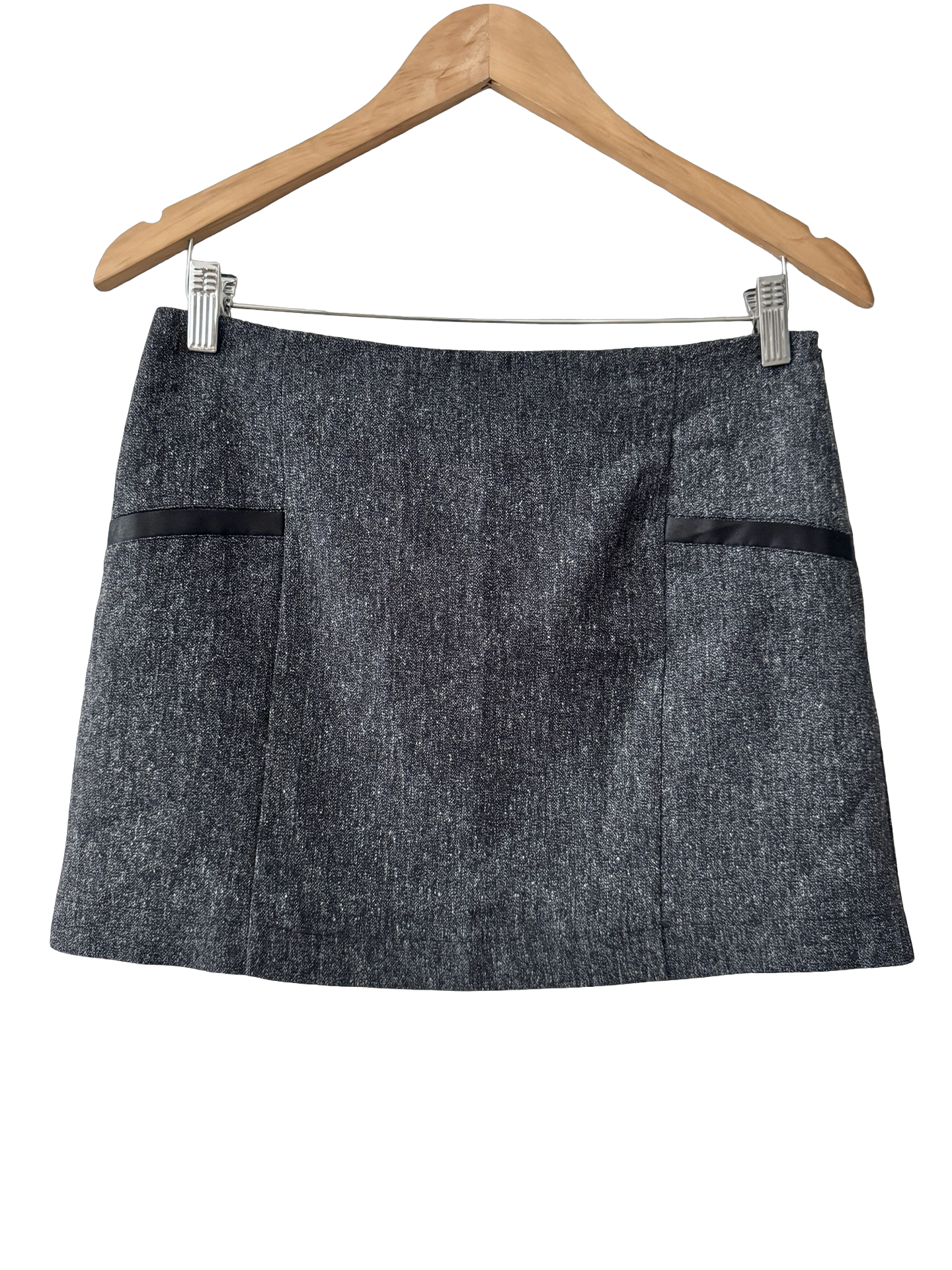 Vintage Charcoal Ribbon Pocket Mini Skirt (M)