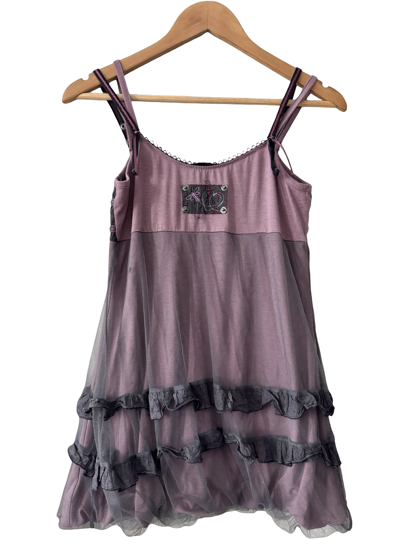 Vintage Y2K French Mauve Fever Babydoll Top (M)