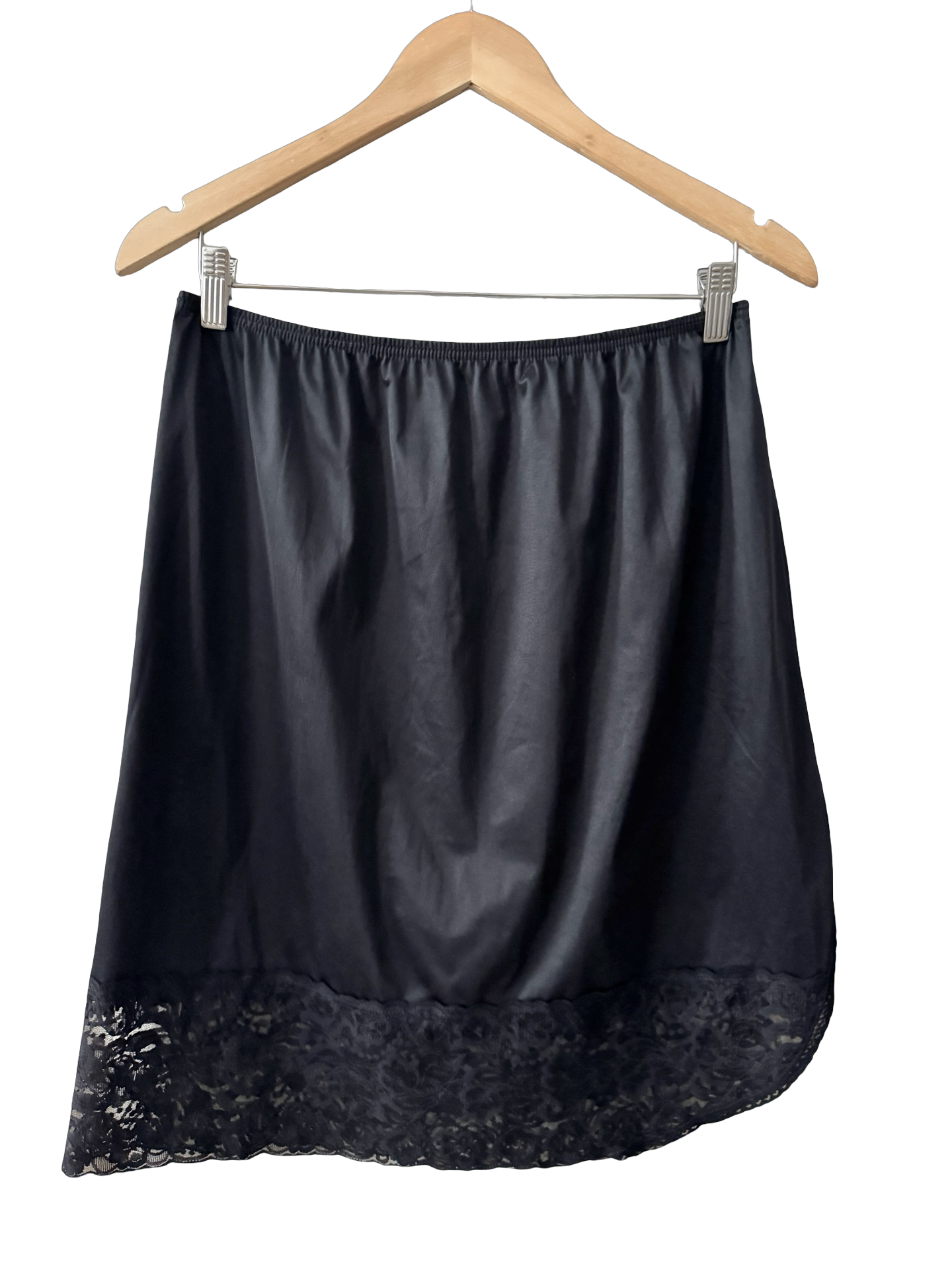 Vintage Y2K Midnight Lace Slip Skirt (M)