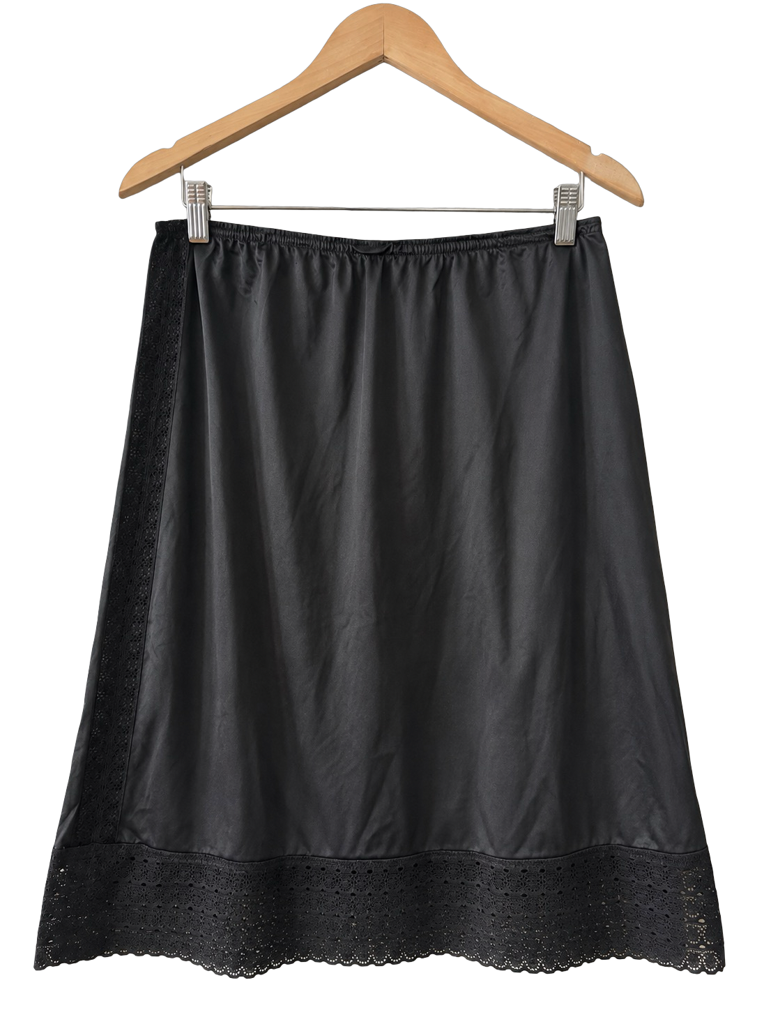 Vintage Y2K Midnight Lace Panel Slip Skirt (L)
