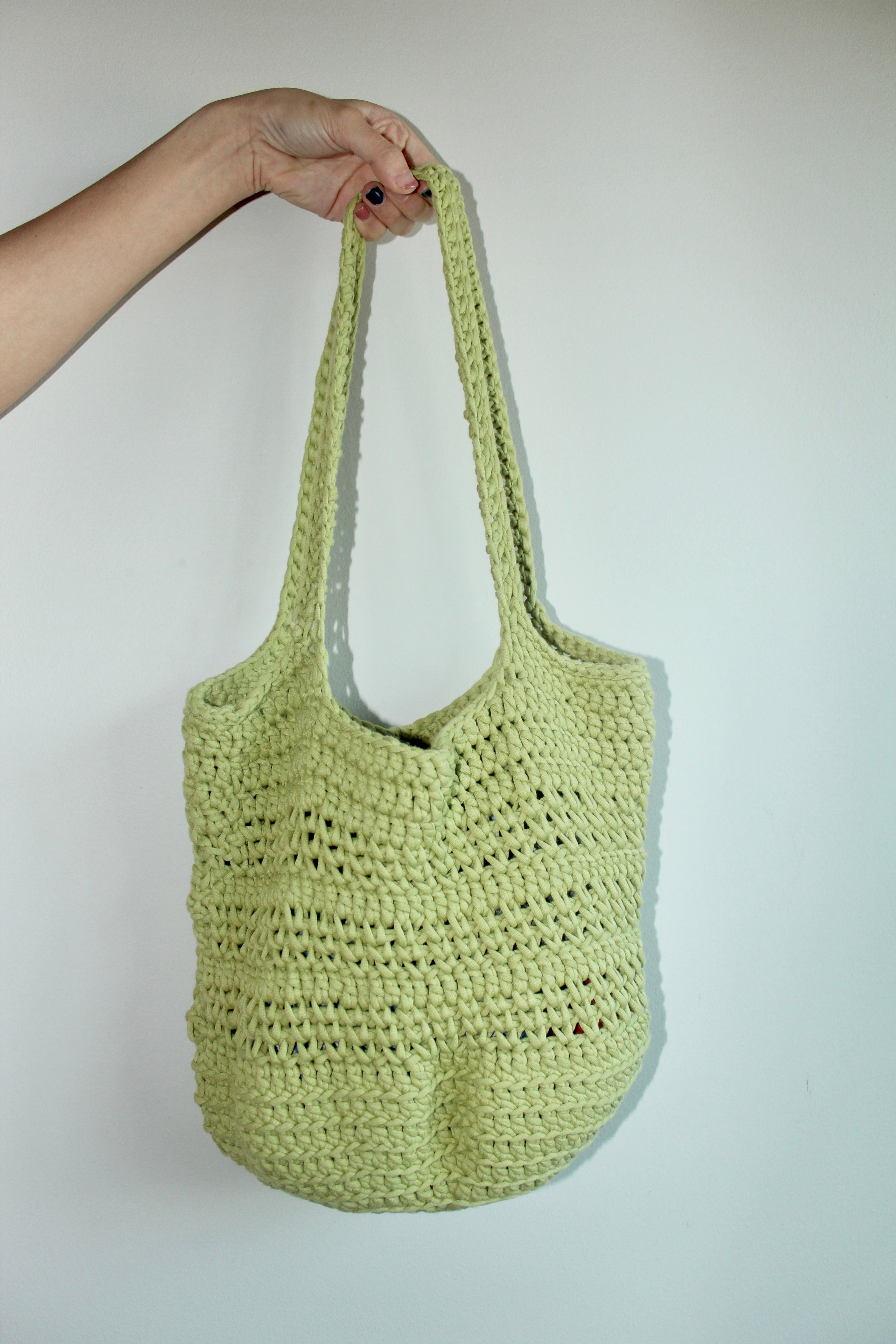 Retro Avocado Green Knit Tote