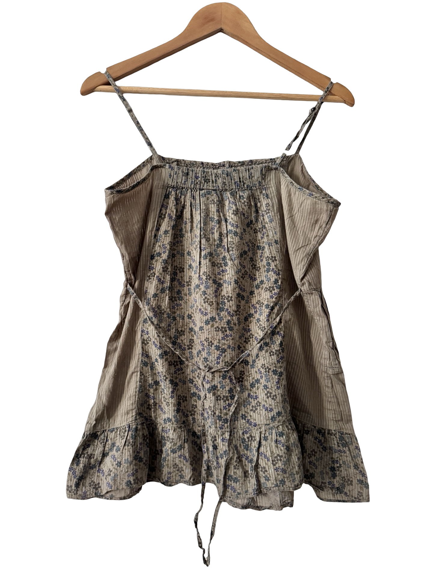 Vintage Y2K French Bluebell Prairie Patchwork Babydoll Top (M)